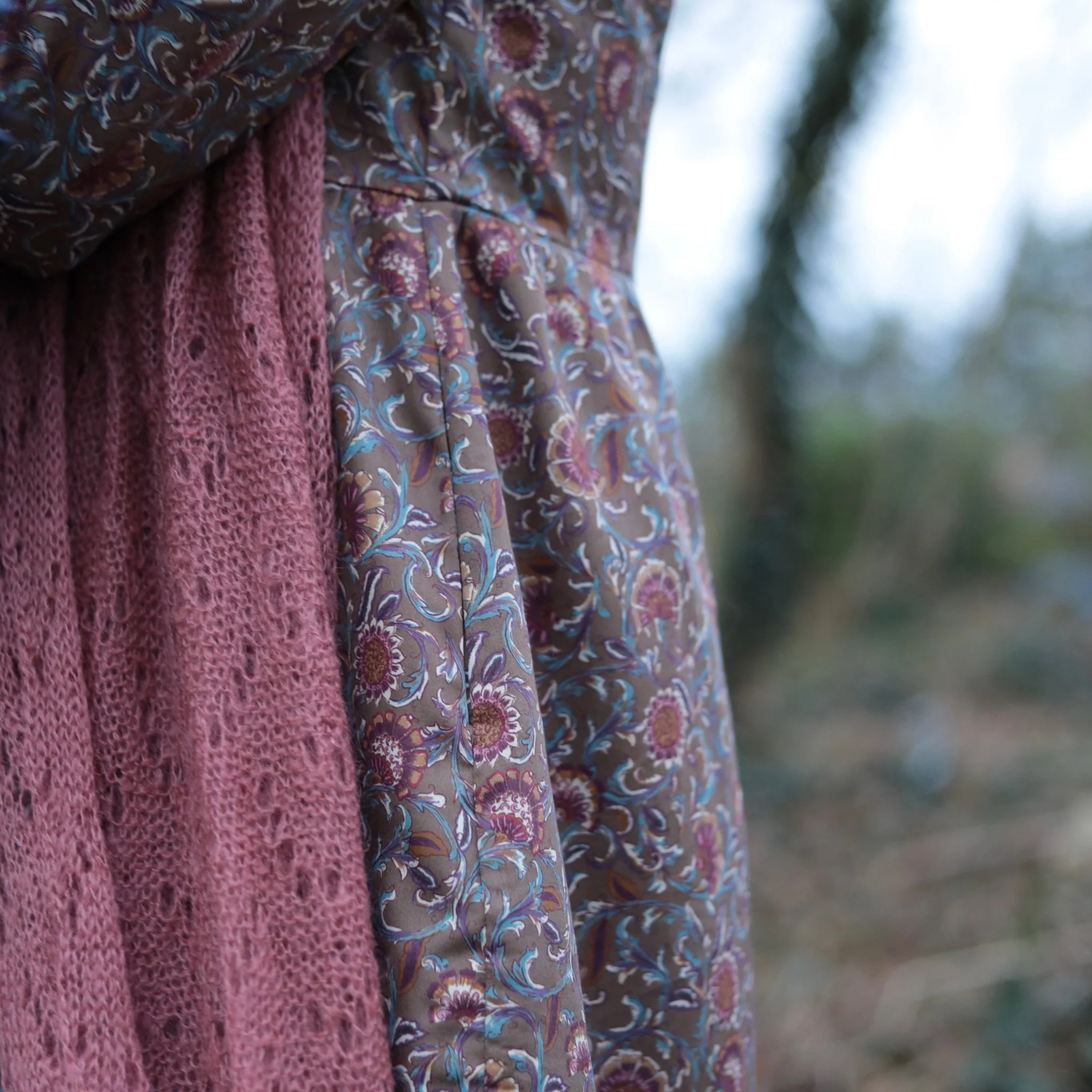 Robe Allegra - Satin de coton fleuri moka - Image 2