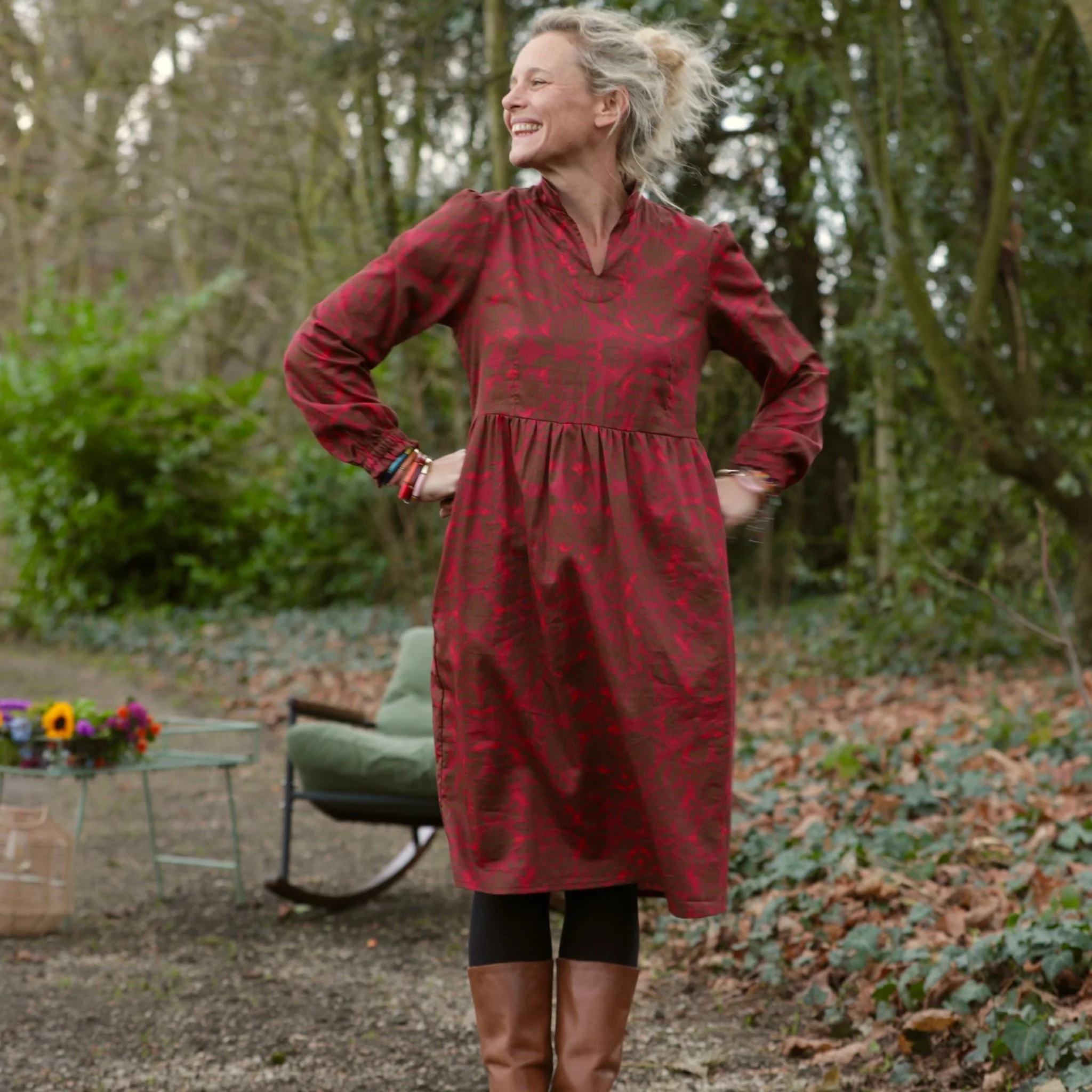 Robe Allegra - Satin de coton Gourmandise moka & rose - Image 6
