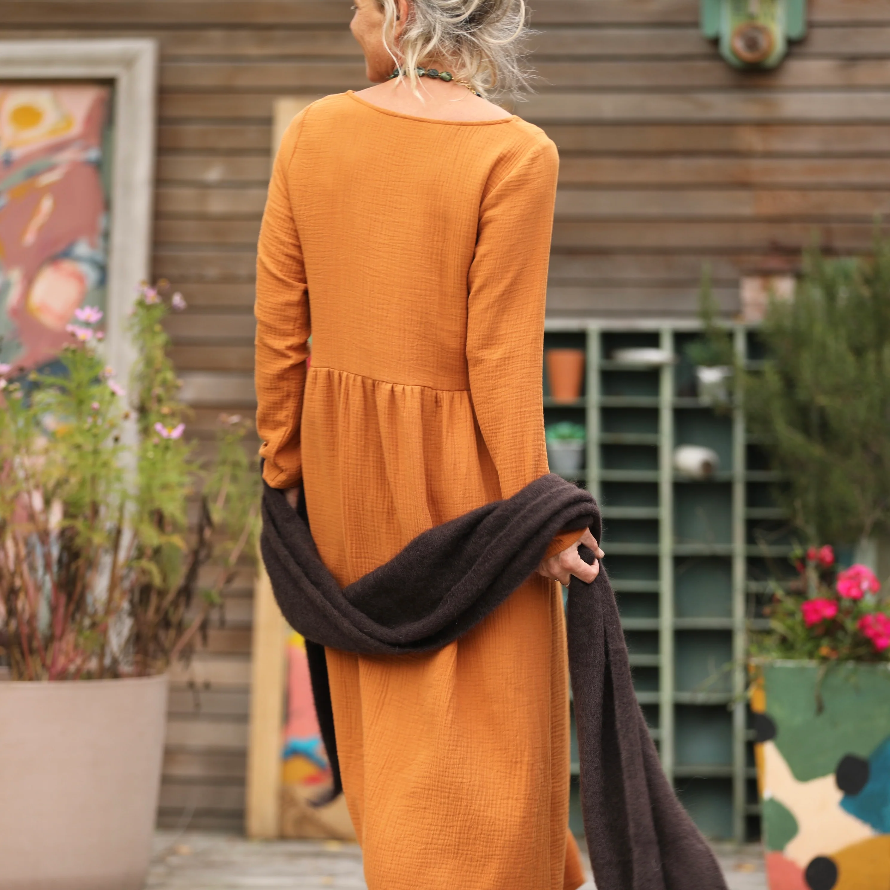 Robe Anaëlle - double gaze de coton caramel - Image 3