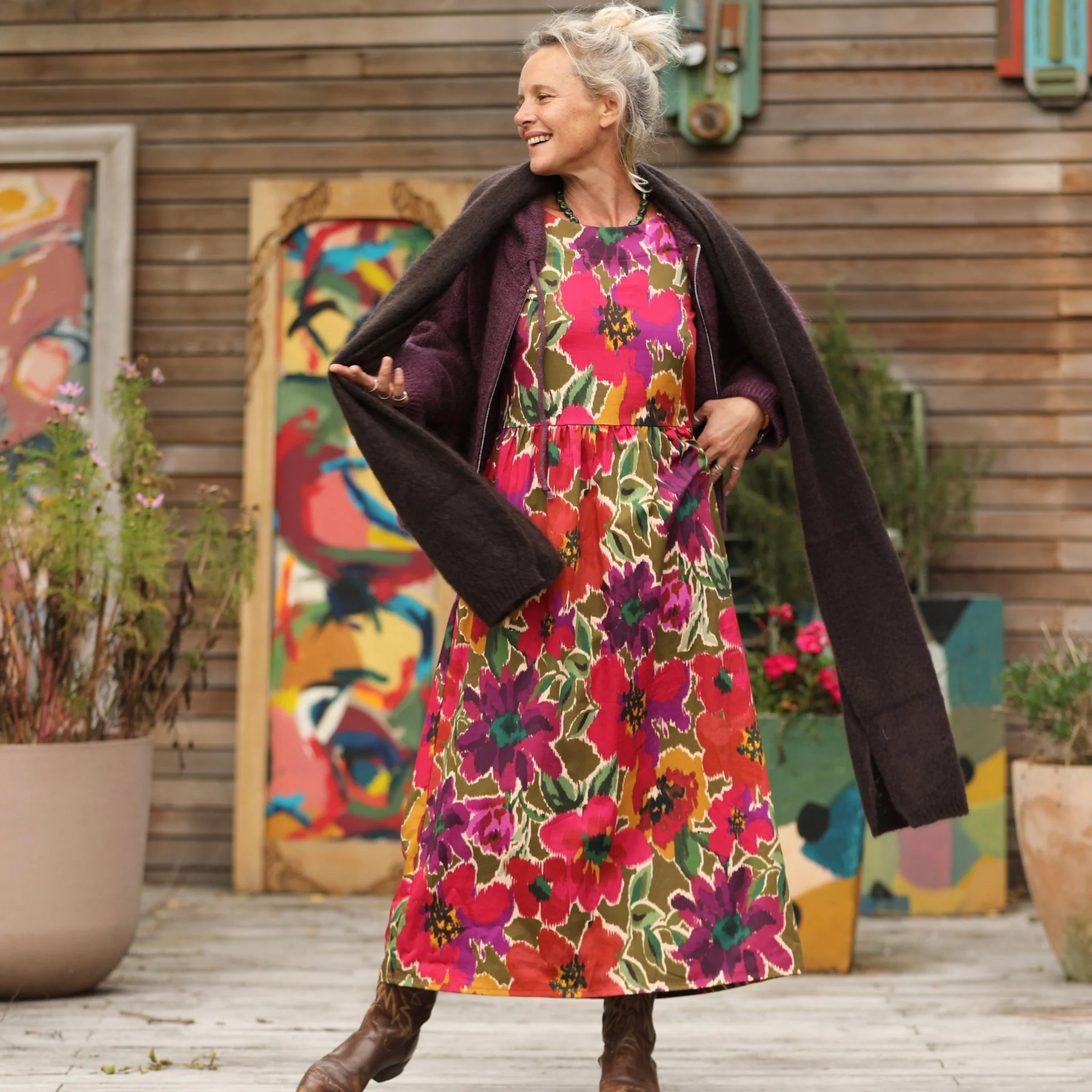 Robe Anaëlle - Satin de coton fleuri Toscane - Image 7