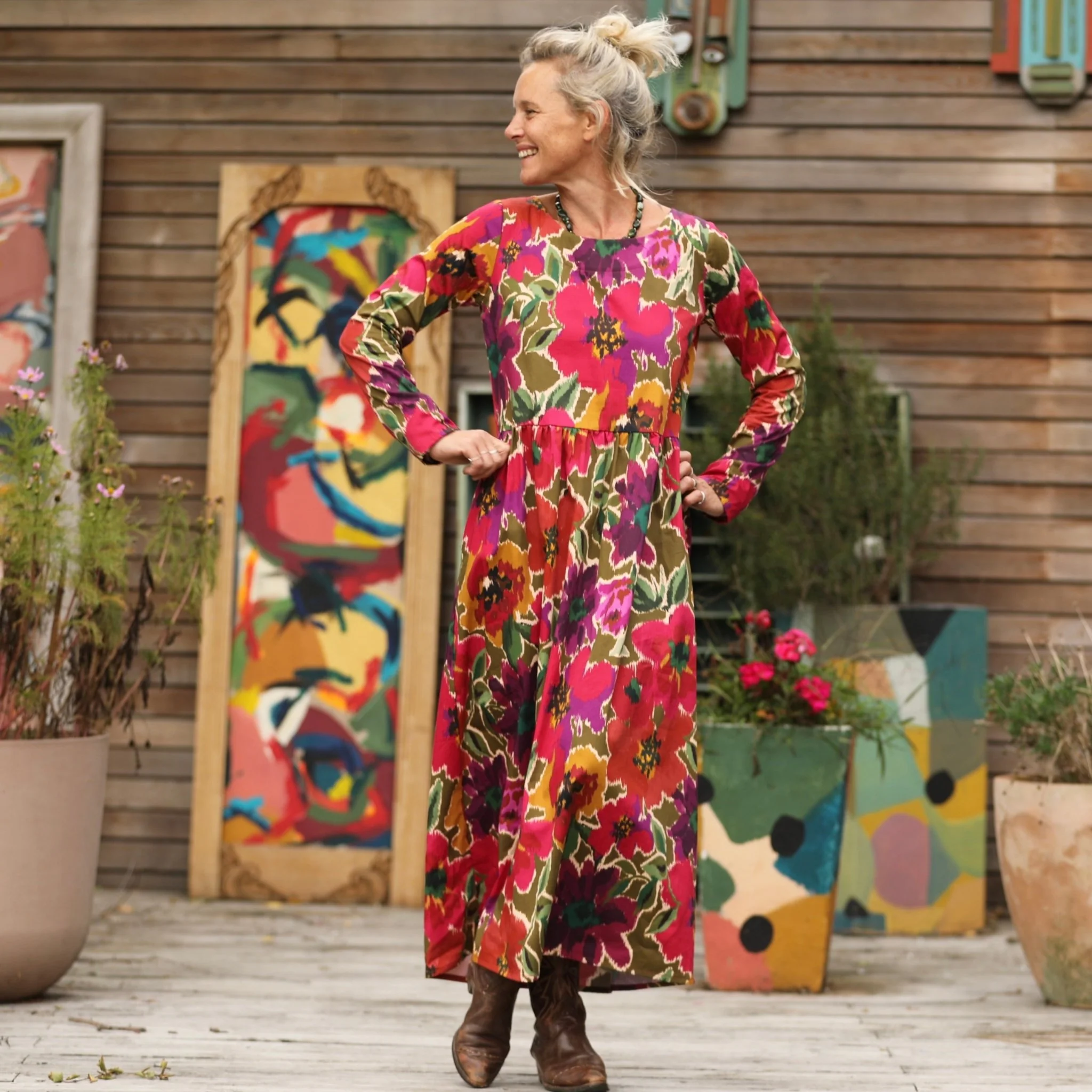 Robe Anaëlle - Satin de coton fleuri Toscane - Image 9