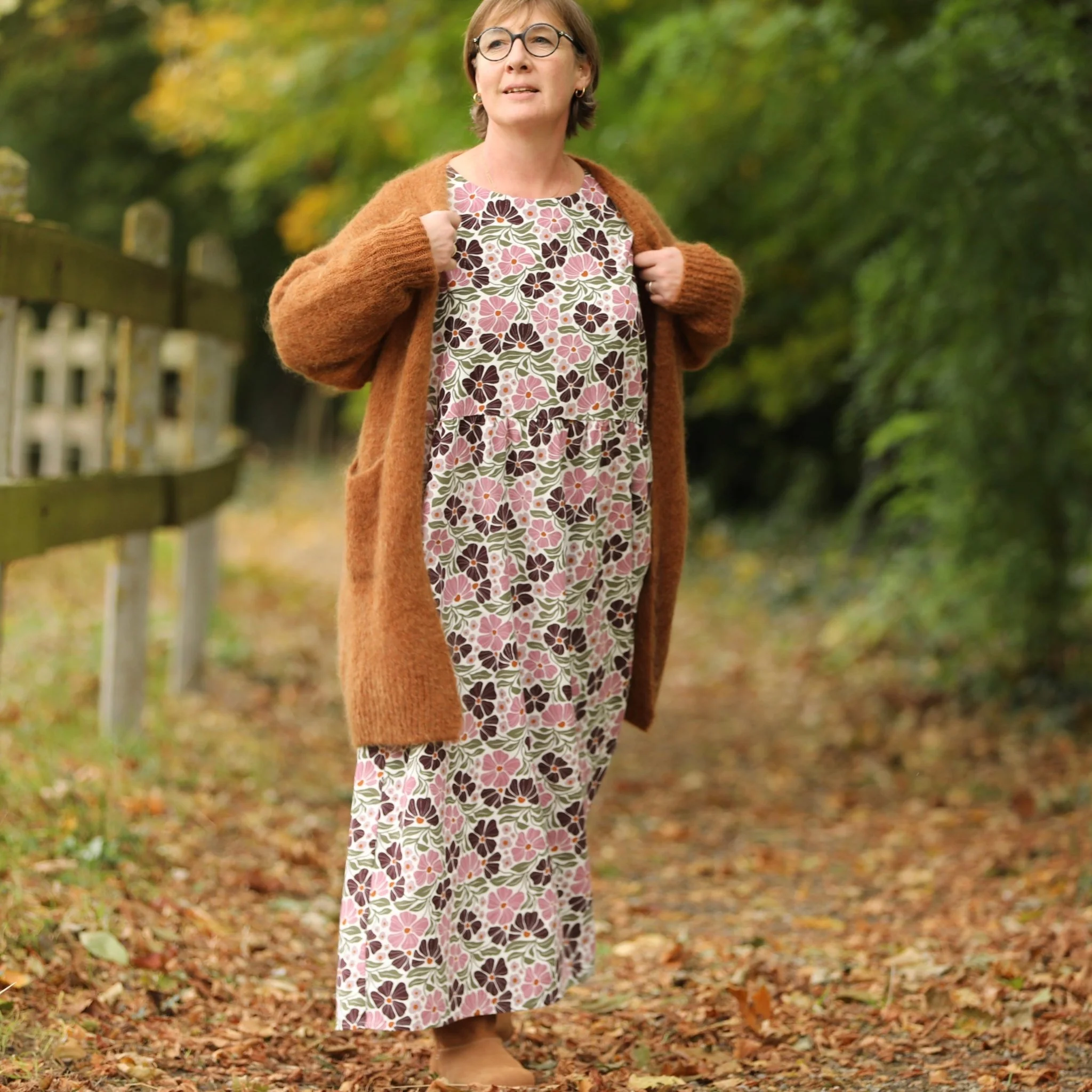 Robe Anaëlle - Velours milleraies fleuri Rosea - Image 3