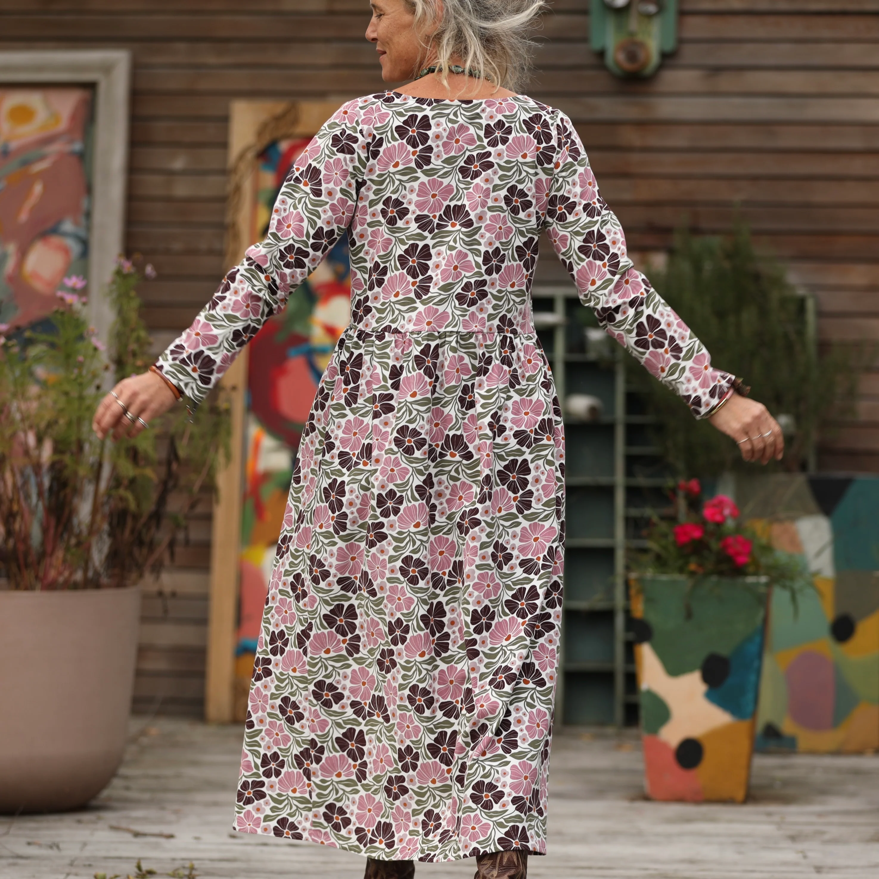 Robe Anaëlle - Velours milleraies fleuri Rosea - Image 6