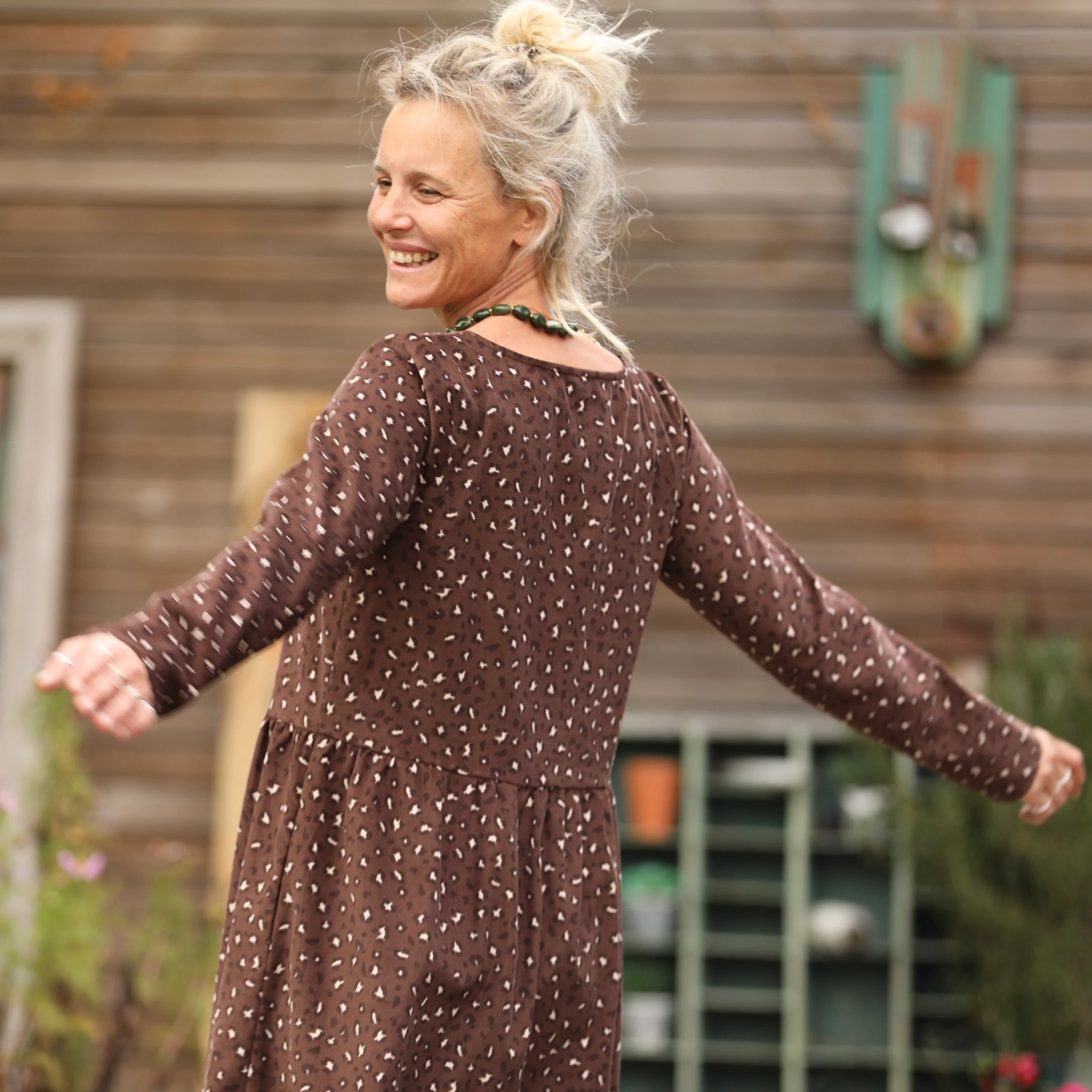 Robe Anaëlle - Velours milleraies Léo choco - Image 3