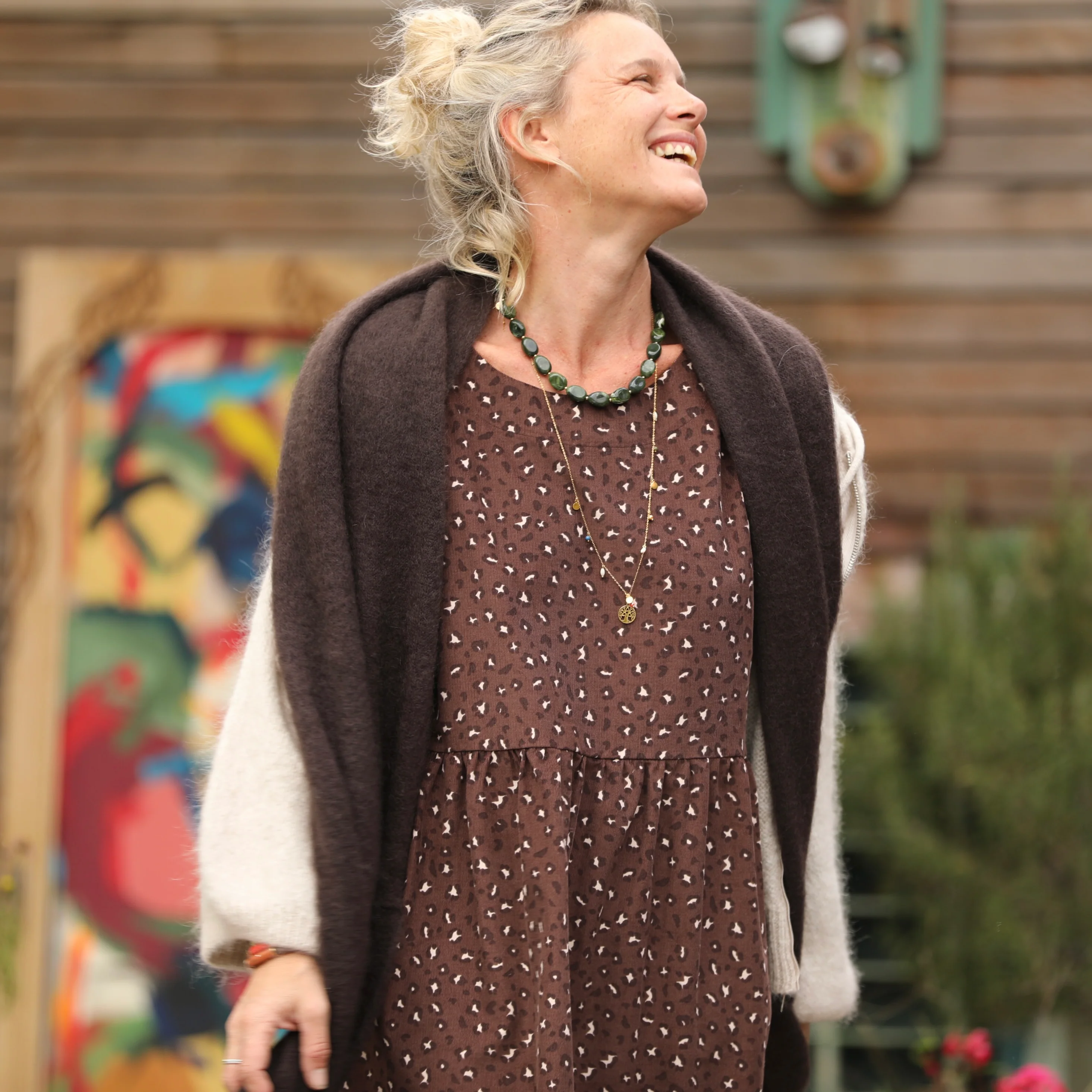 Robe Anaëlle - Velours milleraies Léo choco - Image 4