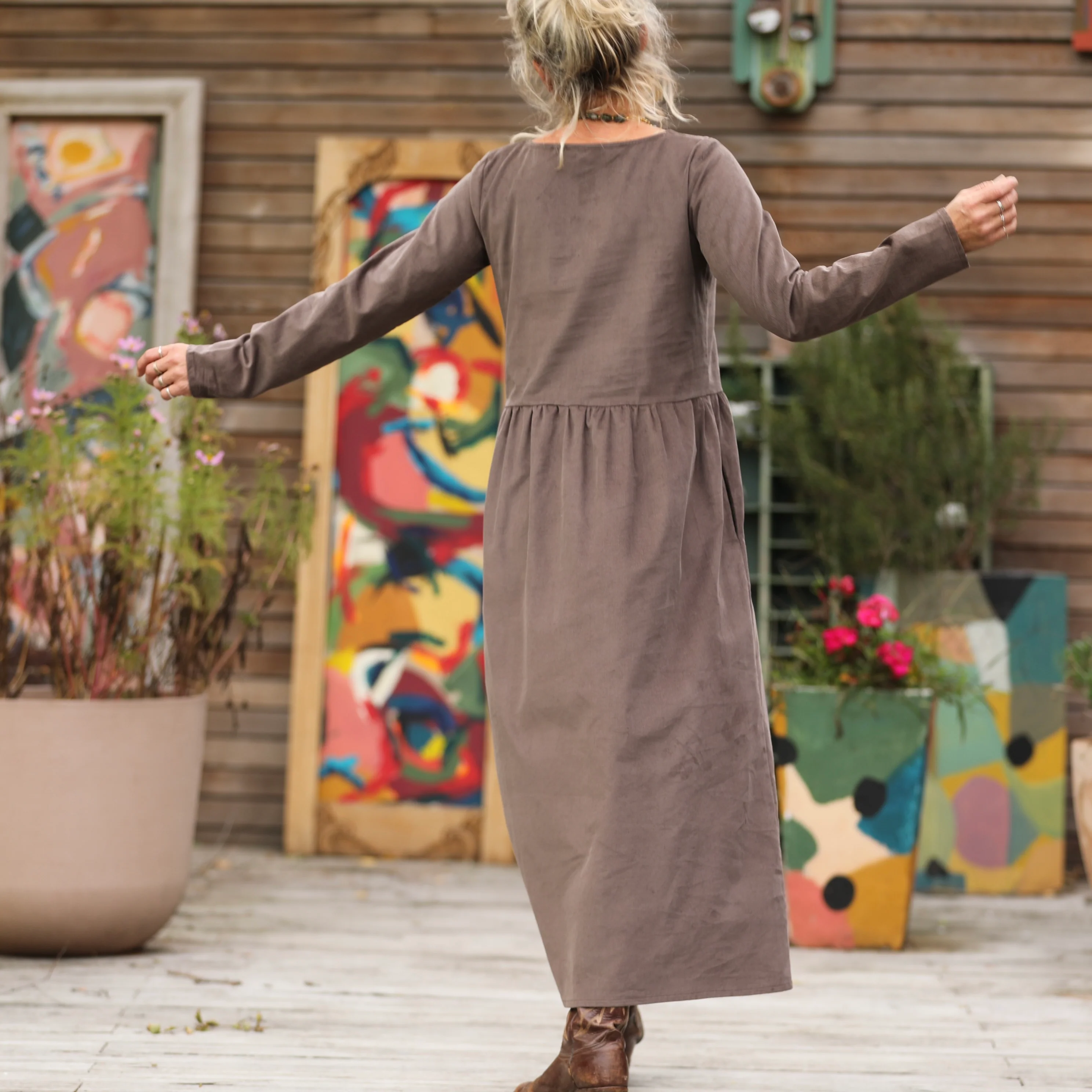 Robe Anaëlle - Velours milleraies moka - Image 3