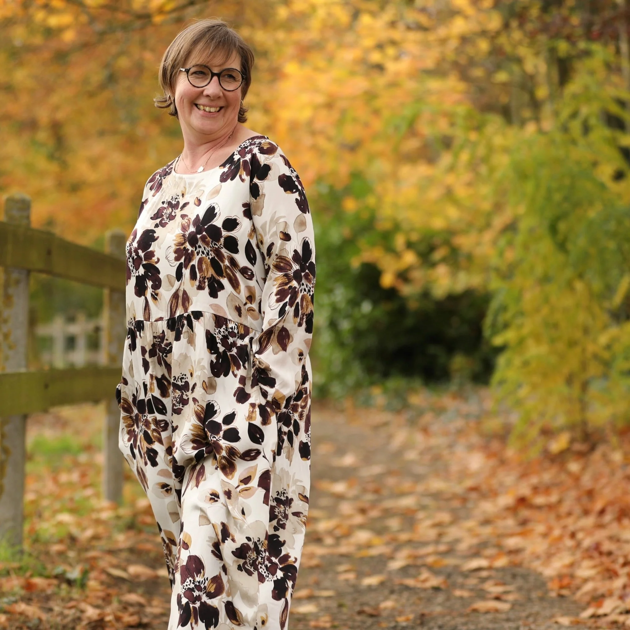 Robe Anaëlle - Viscose fleuri moka - Image 11