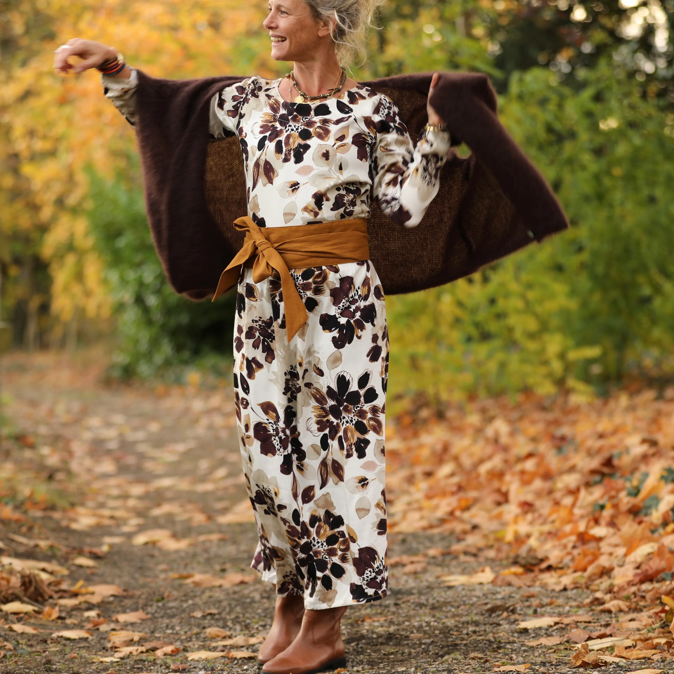 Robe Anaëlle - Viscose fleuri moka - Image 3