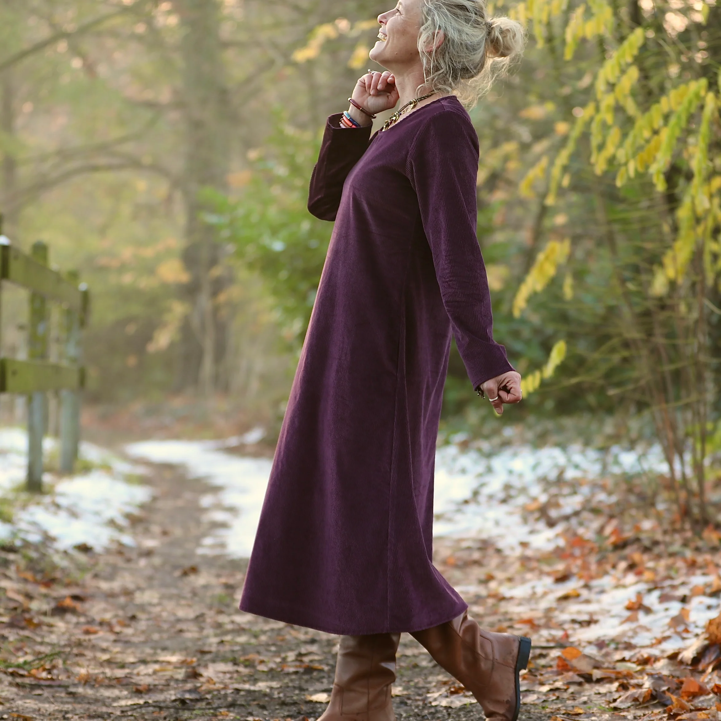 Robe Armande – velours côtelé prune - Image 6