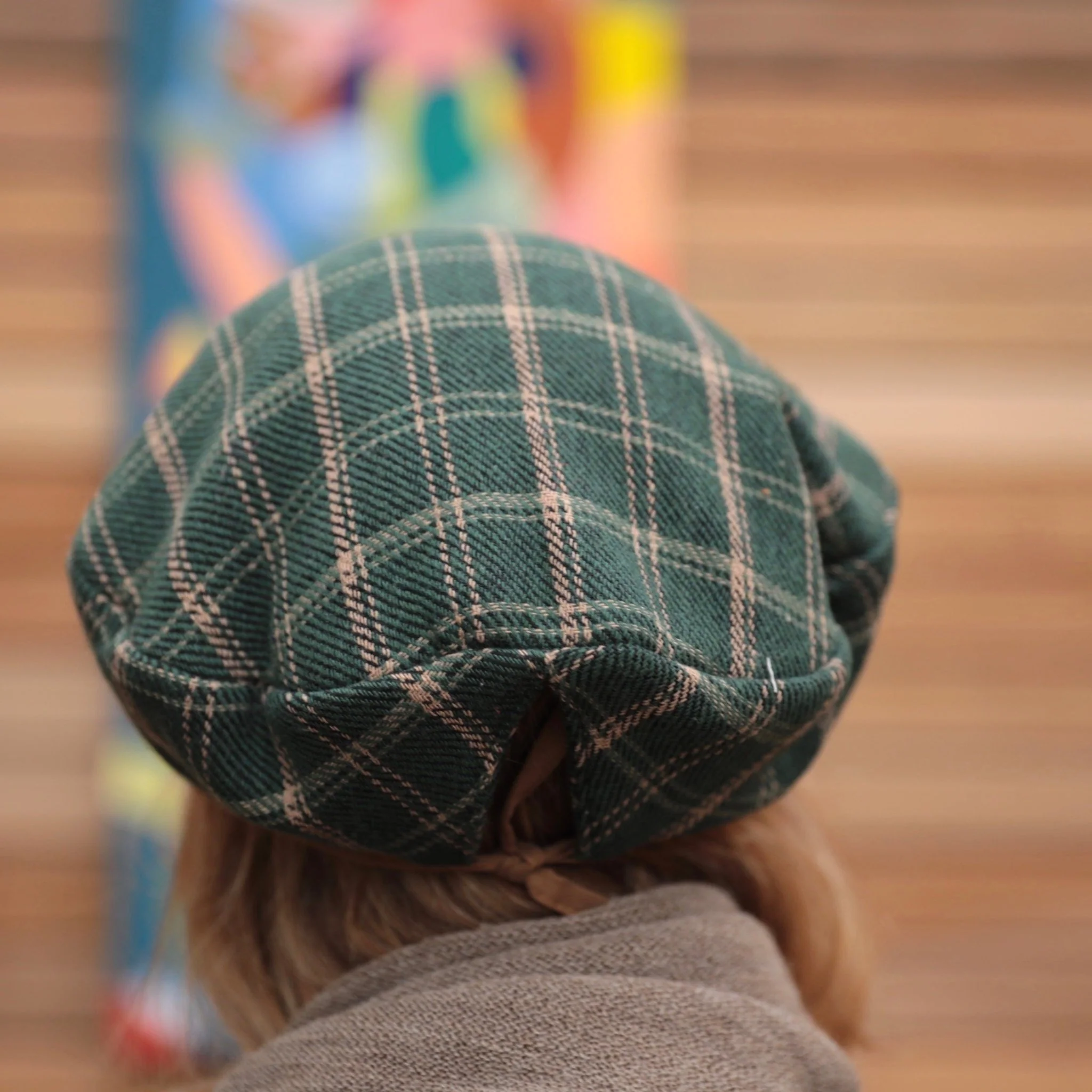 Beret Côme - tartan de coton vert - Image 3
