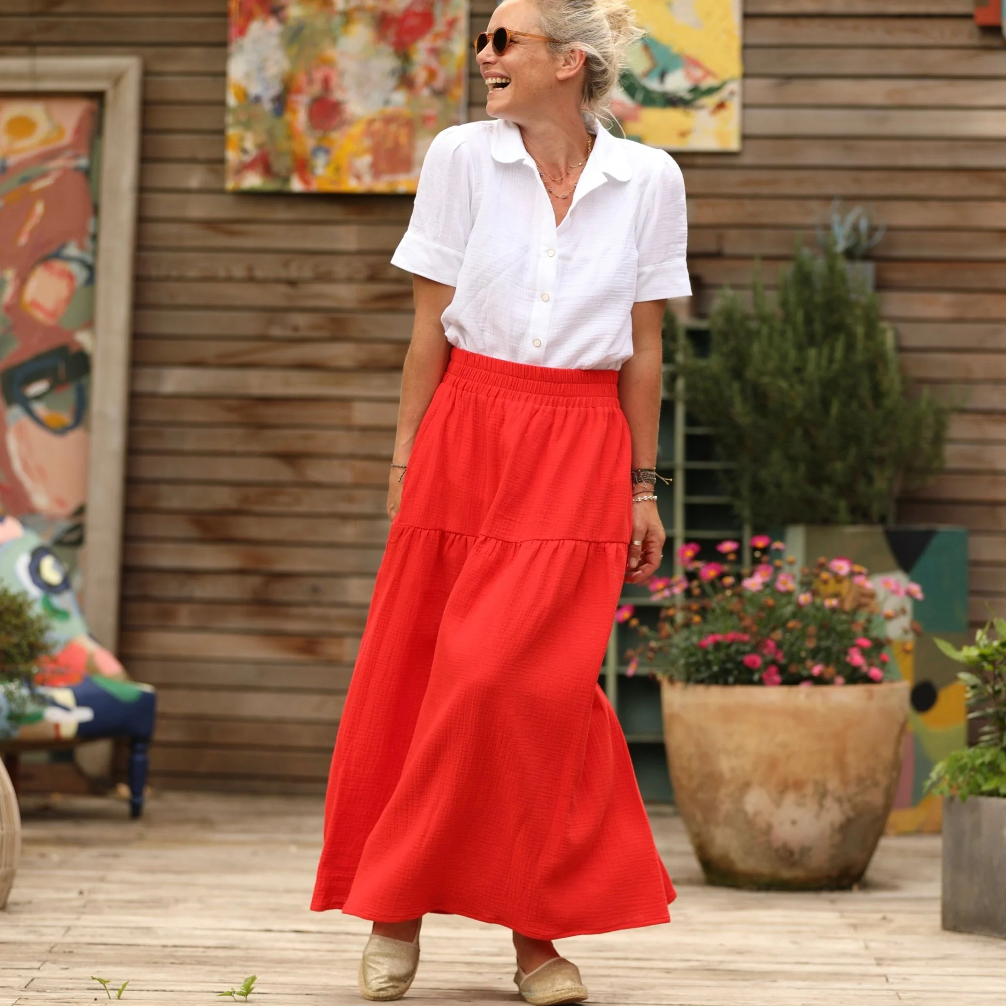 Blouse Amandine - double gaze de coton blanche - Image 6