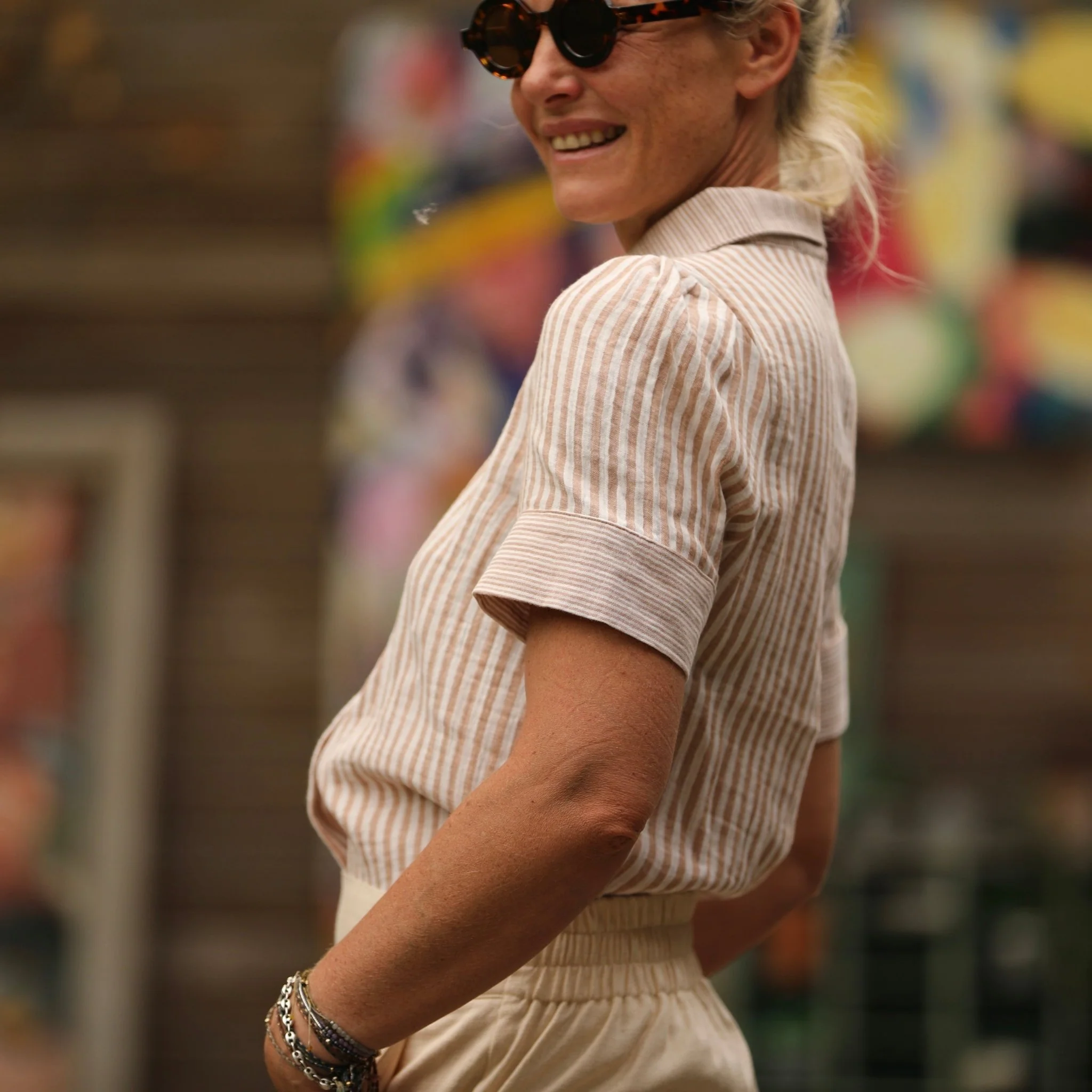 Blouse Amandine - double gaze de coton rayée écureuil - Image 5