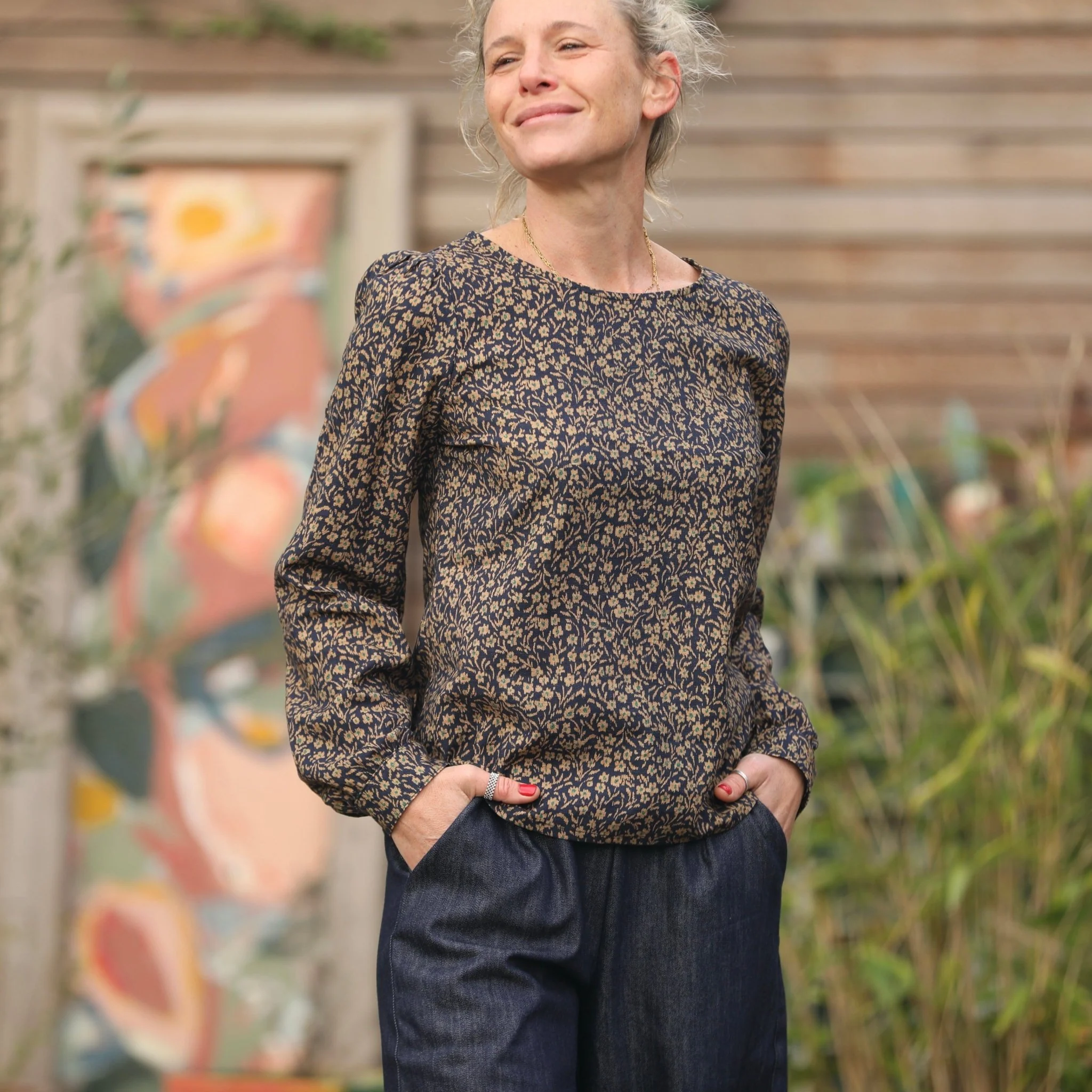 Blouse Amarante - coton nuit fleurie - Image 5