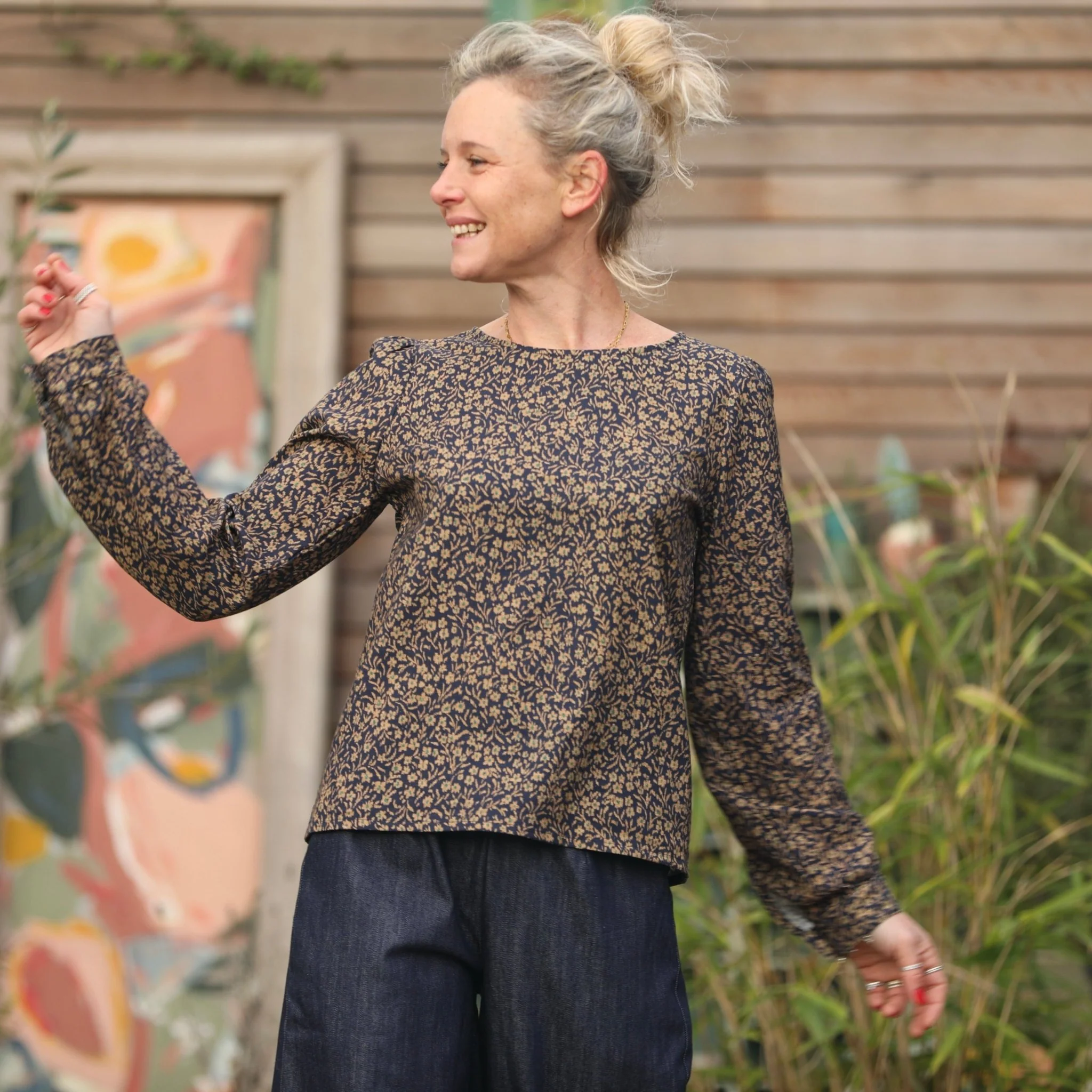 Blouse Amarante - coton nuit fleurie - Image 6