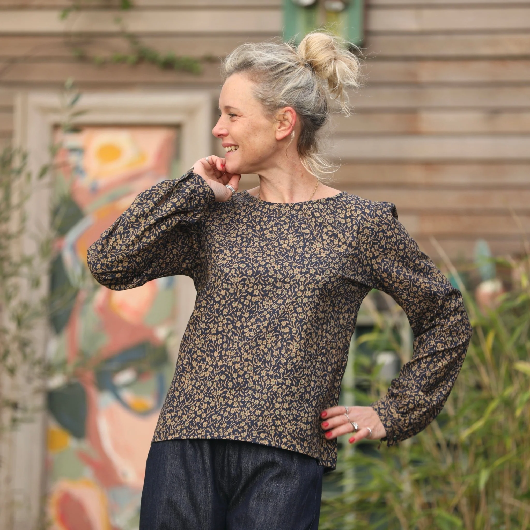Blouse Amarante - coton nuit fleurie - Image 7