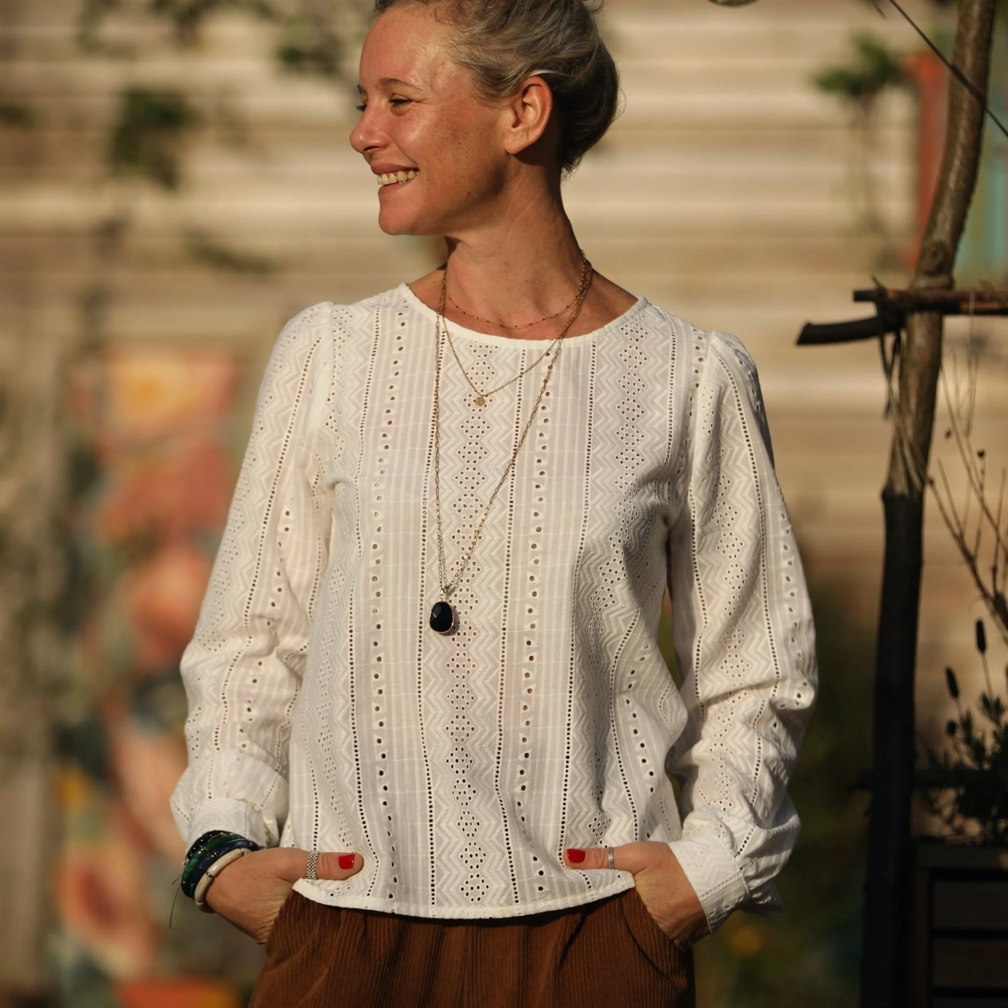Blouse Amarante - broderie géométrique ivoire - Image 7