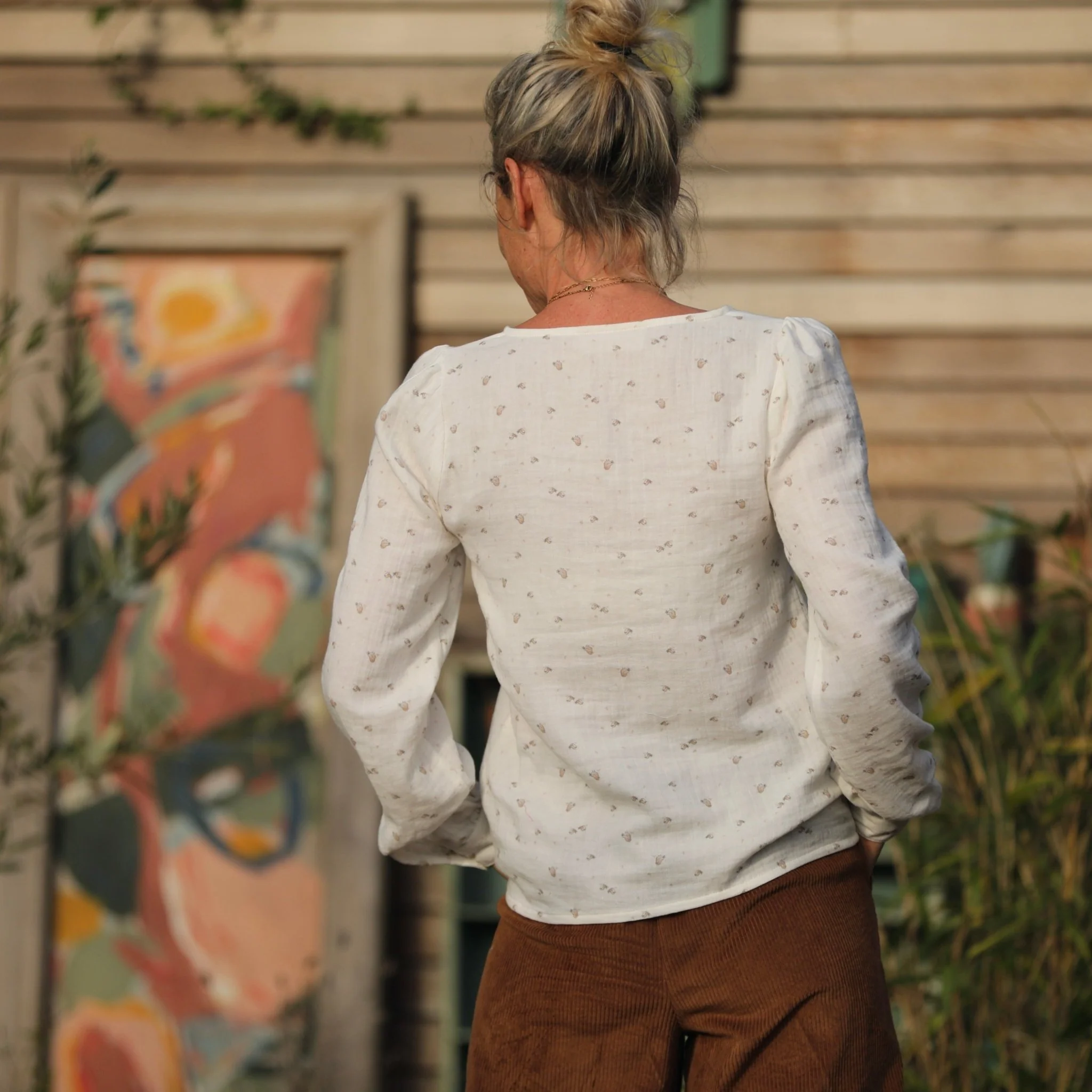 Blouse Amarante - double gaze de coton moineaux blanche - Image 4