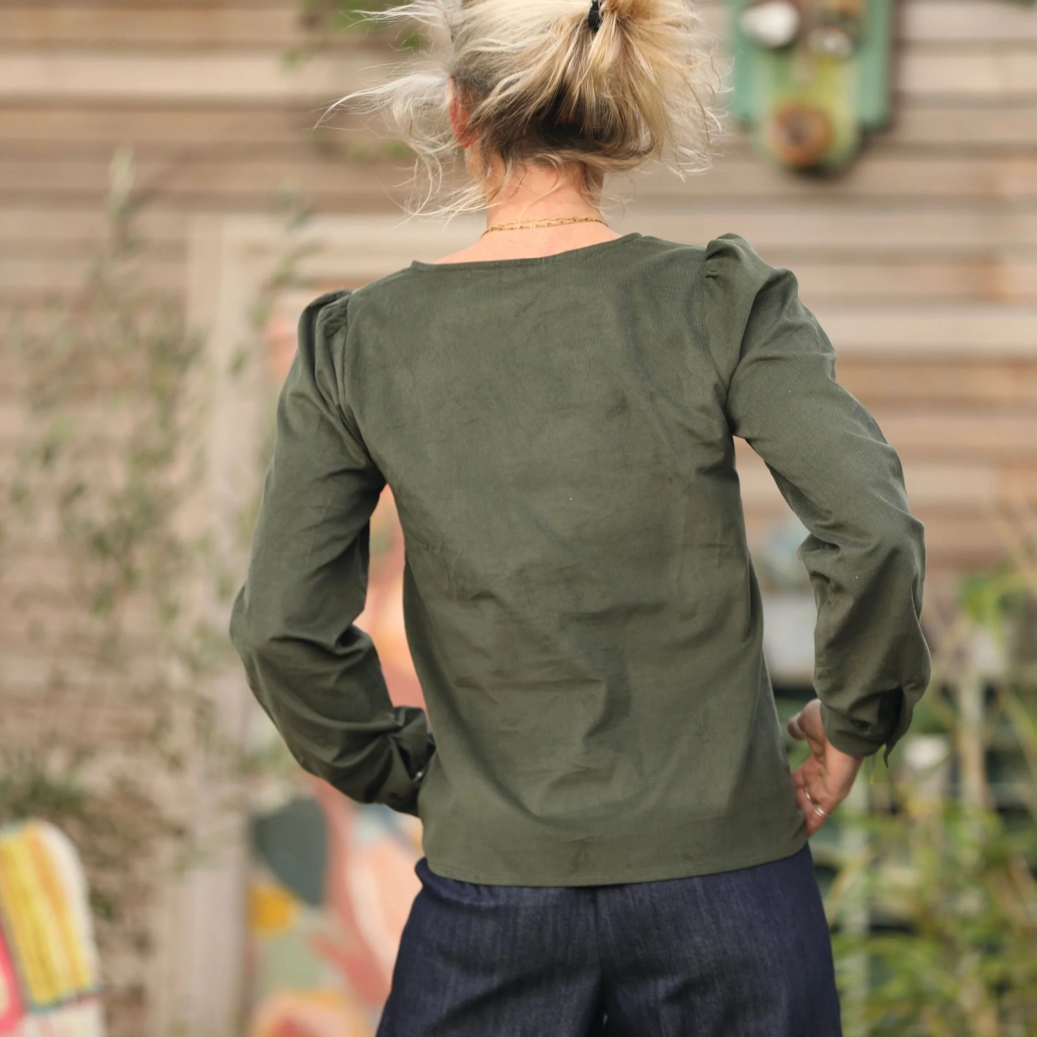 Blouse Amarante - velours milleraies kaki - Image 3