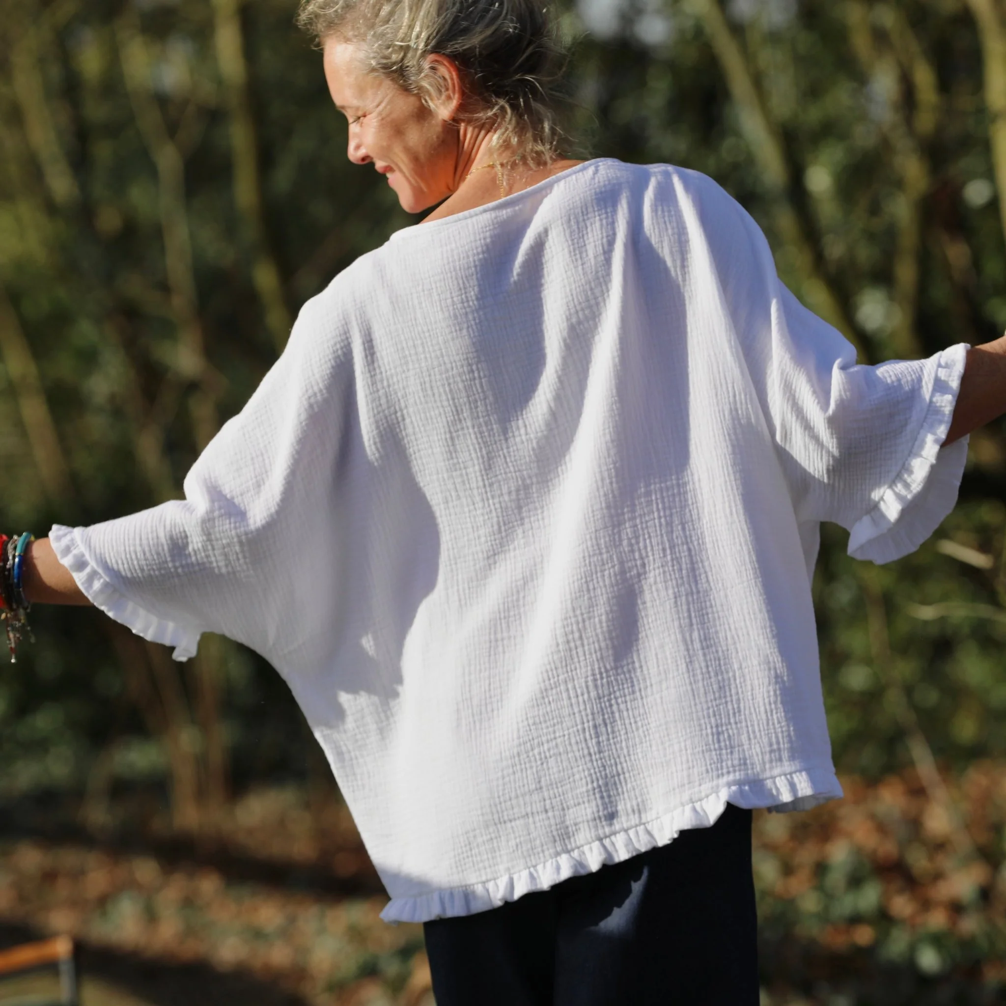 Blouse Annette – Double gaze de coton blanche - Image 2
