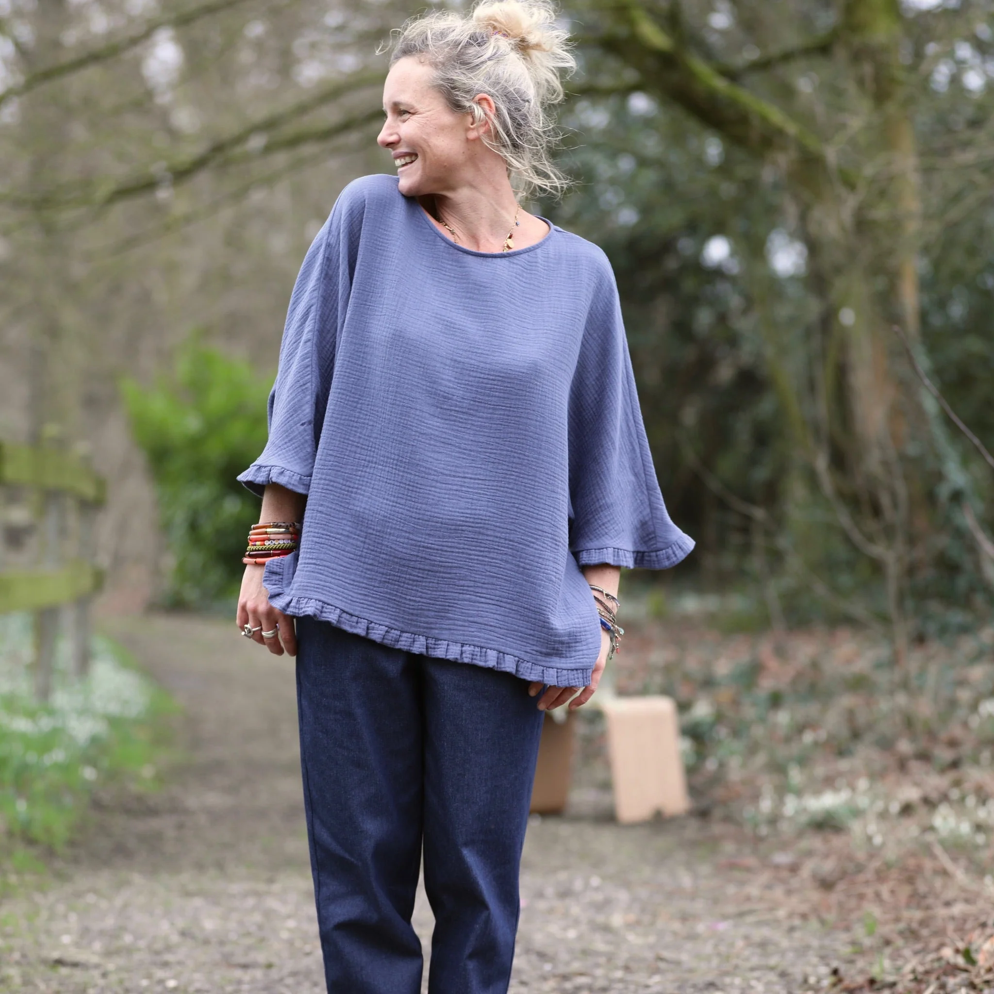 Blouse Annette – Double gaze de coton Bleu encre - Image 10