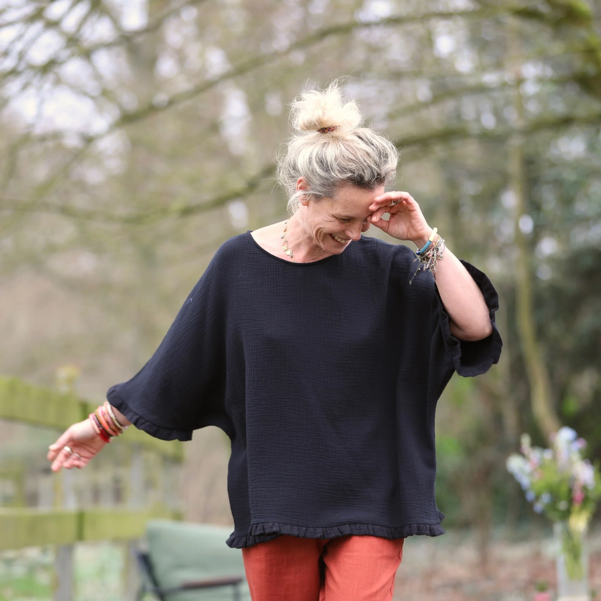 Blouse Annette – Double gaze de coton noire - Image 5