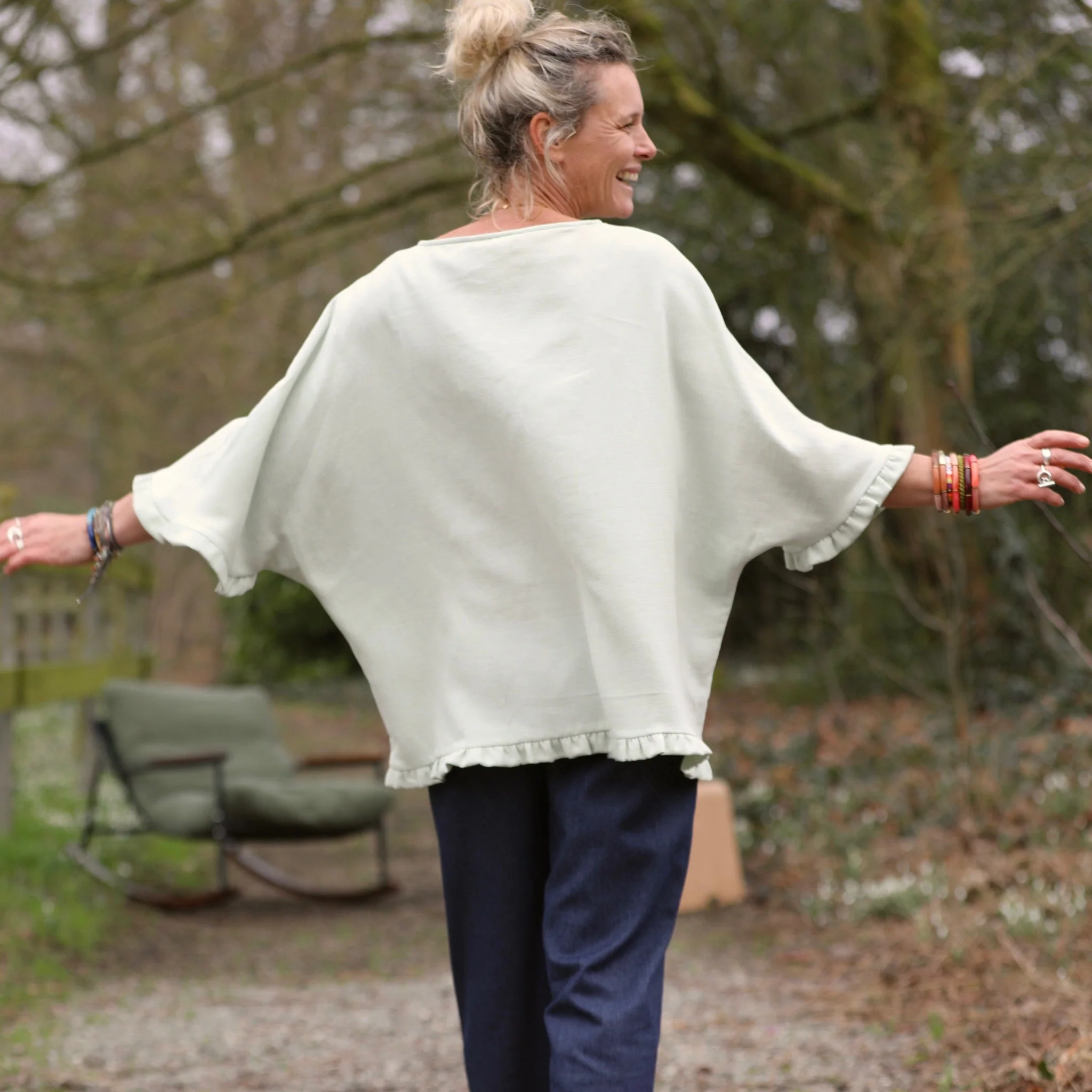 Blouse Annette – Gaze Armurée Vert Amande - Image 4