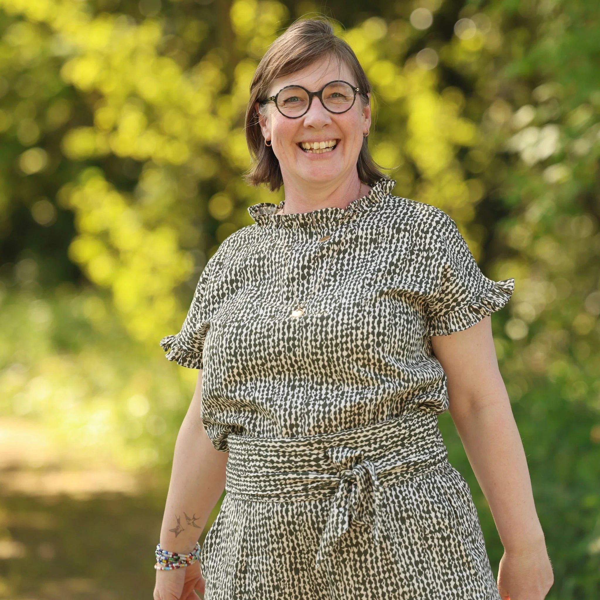 Blouse Camélia – Armuré de coton savane graphique - Image 5