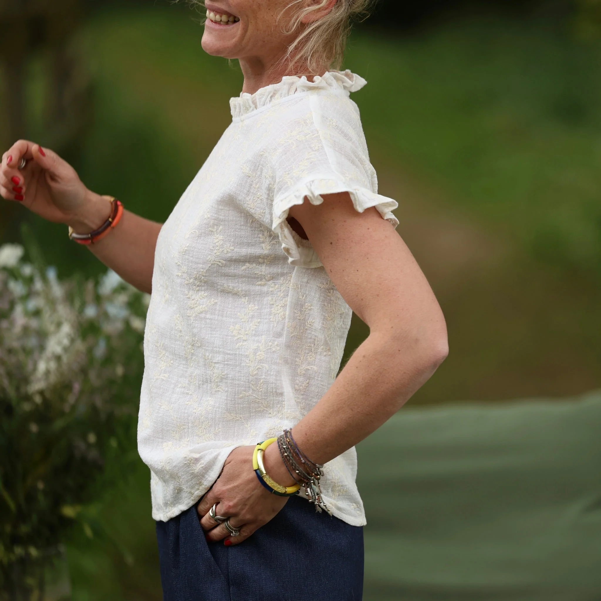Blouse Camélia – Coton flammé brodé ivoire - Image 4
