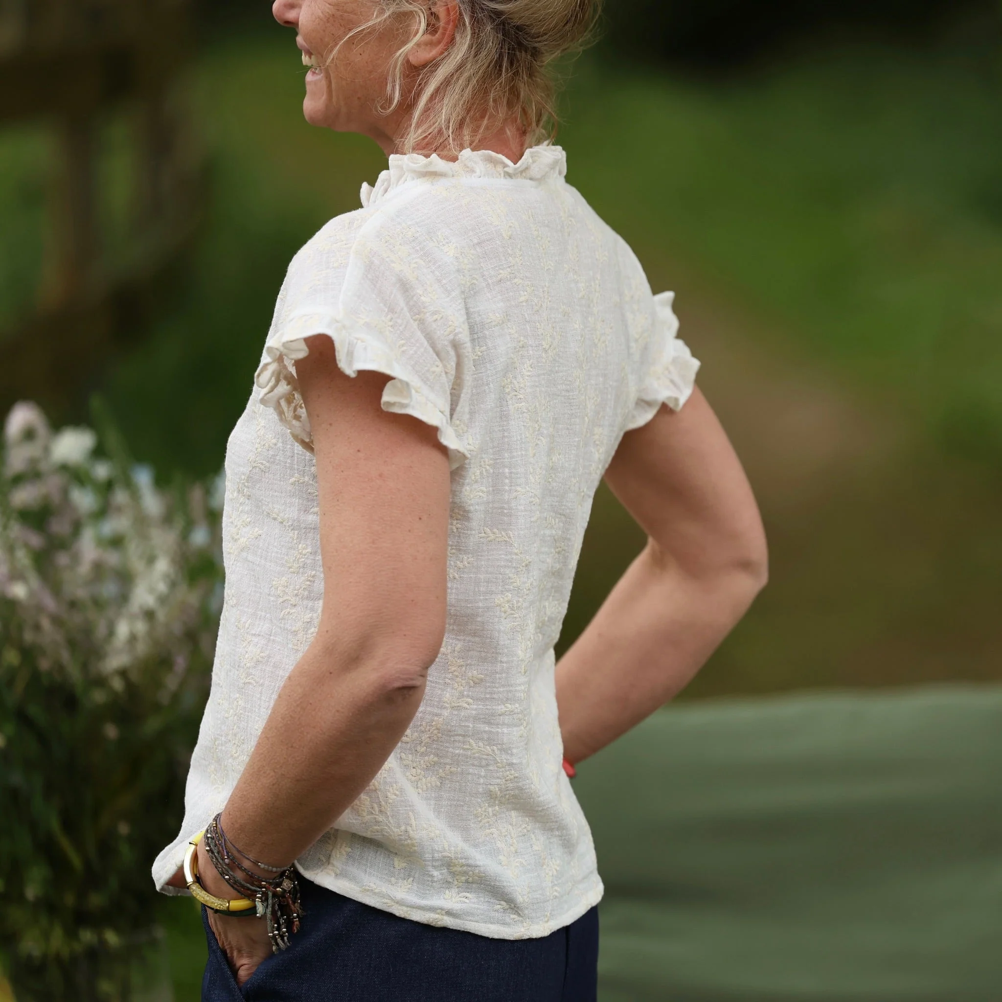 Blouse Camélia – Coton flammé brodé ivoire - Image 5