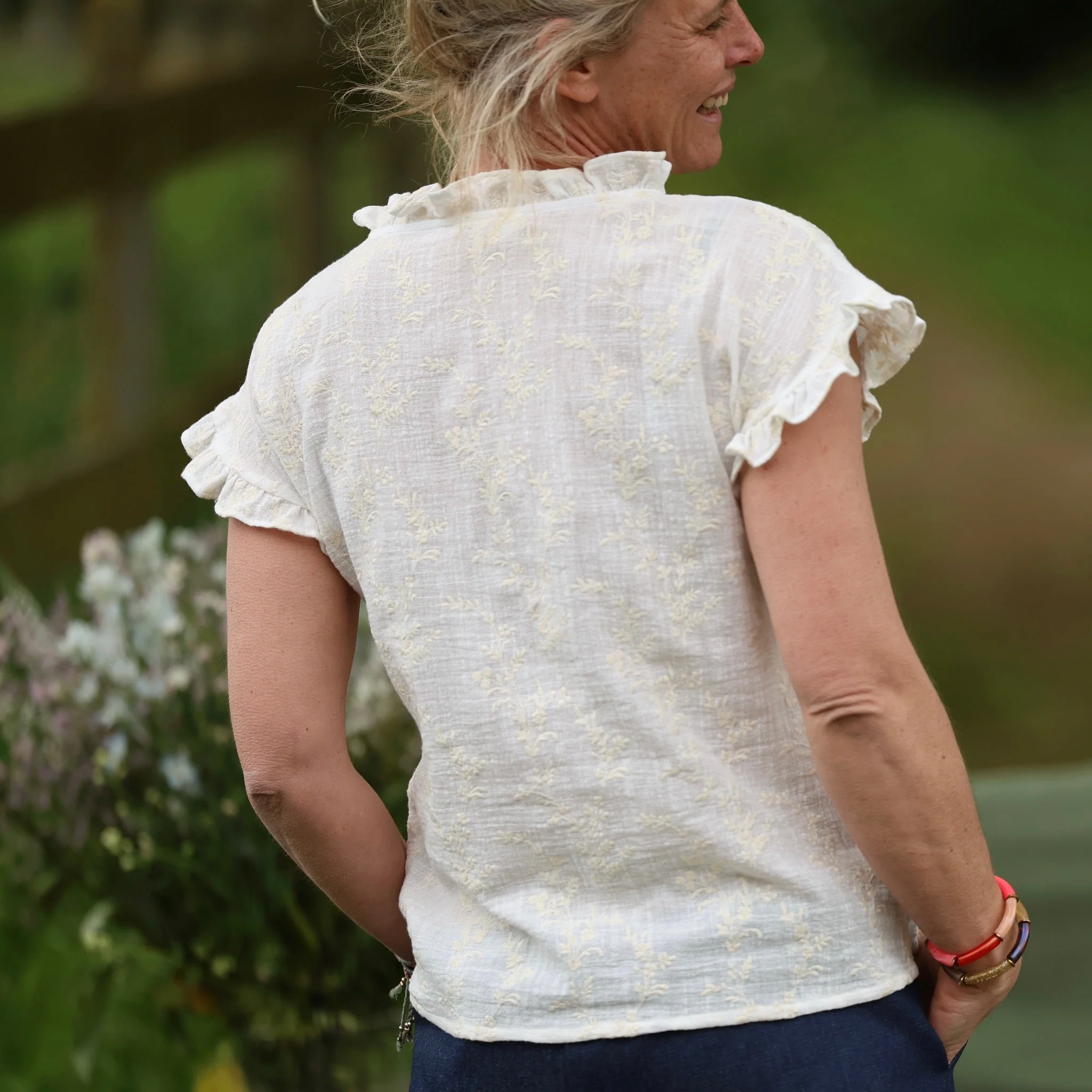 Blouse Camélia – Coton flammé brodé ivoire - Image 6