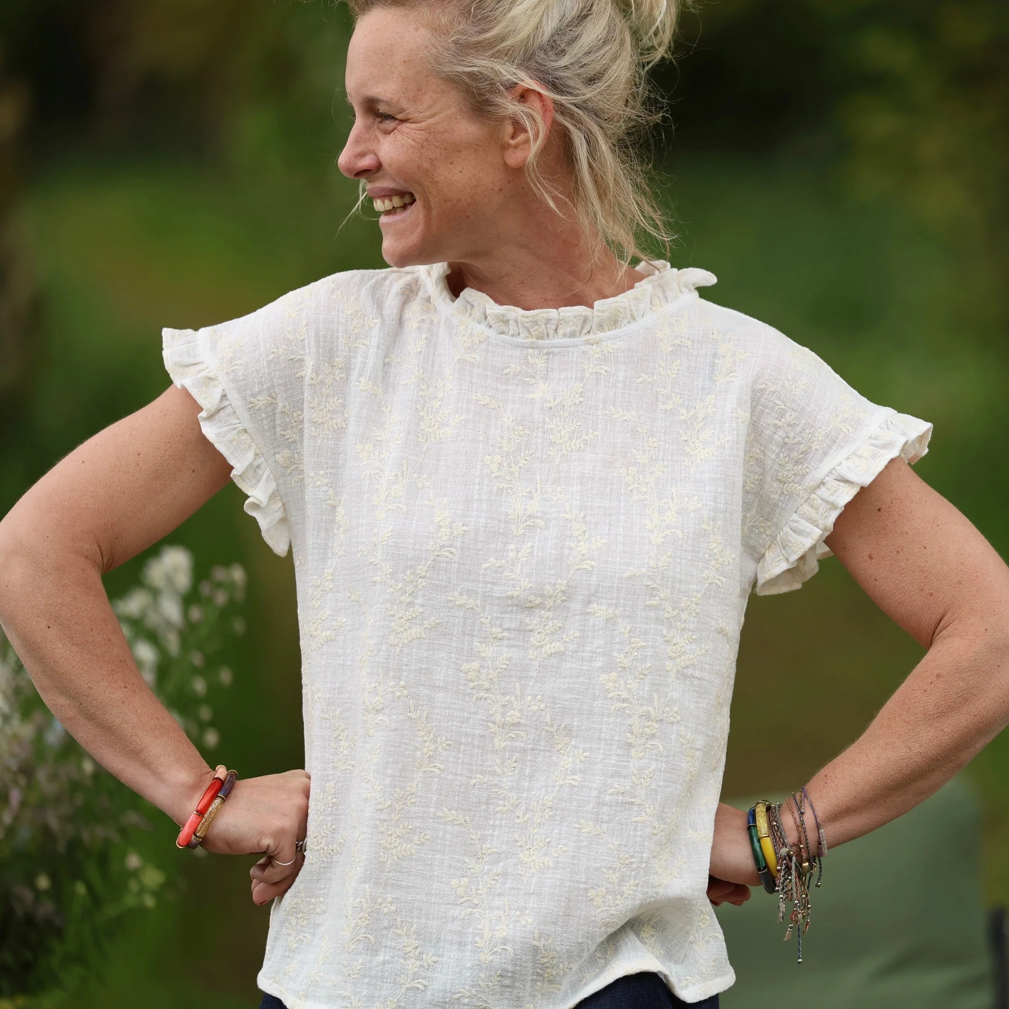 Blouse Camélia – Coton flammé brodé ivoire - Image 7