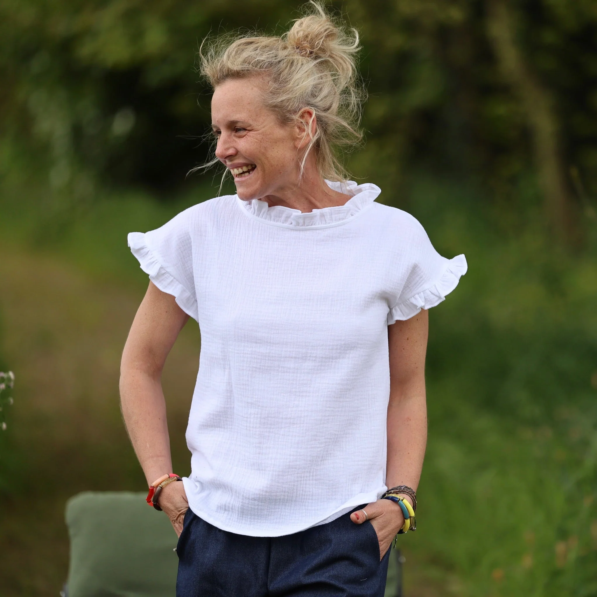 Blouse Camélia – Double gaze de coton blanche - Image 6