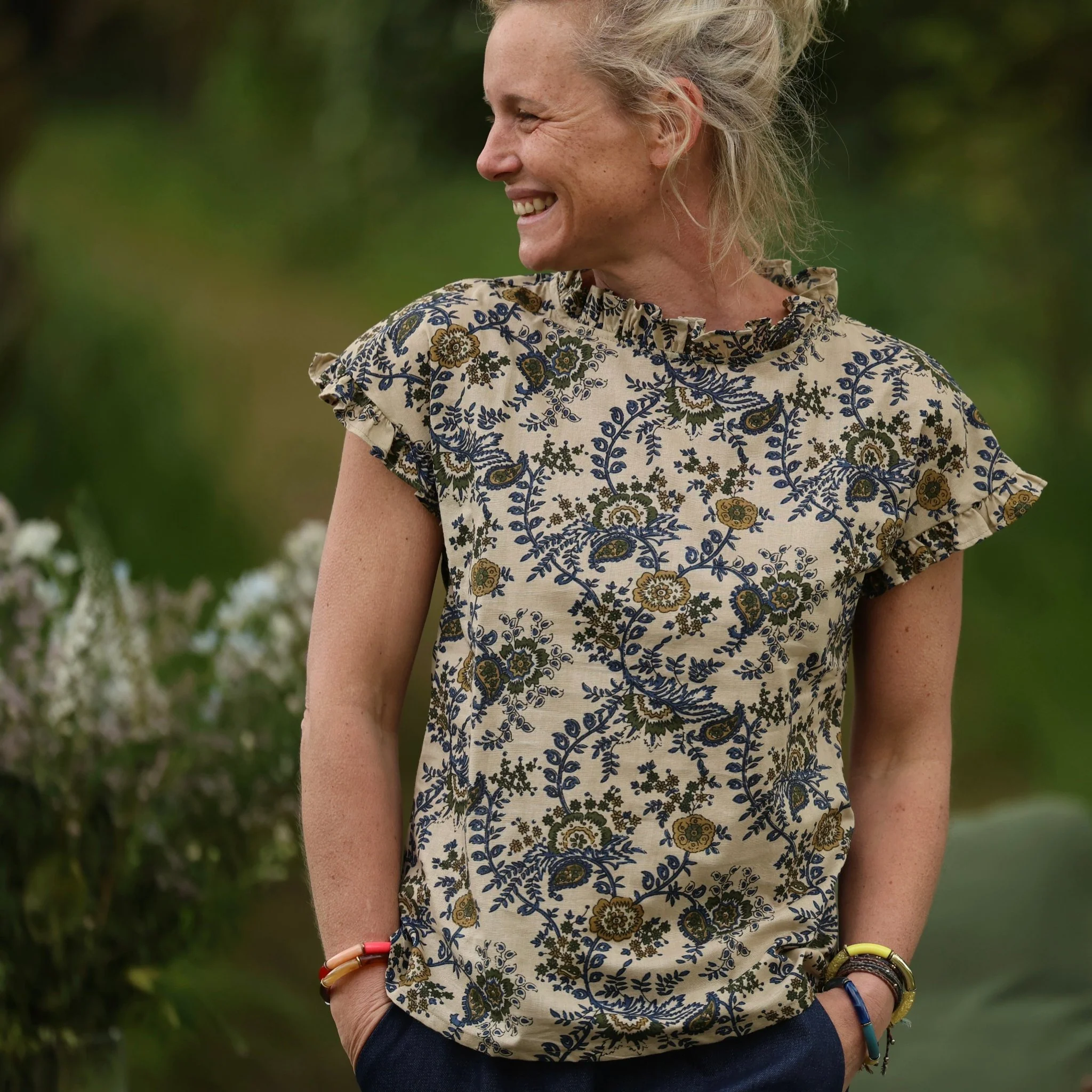Blouse Camélia – Voile de coton fougère