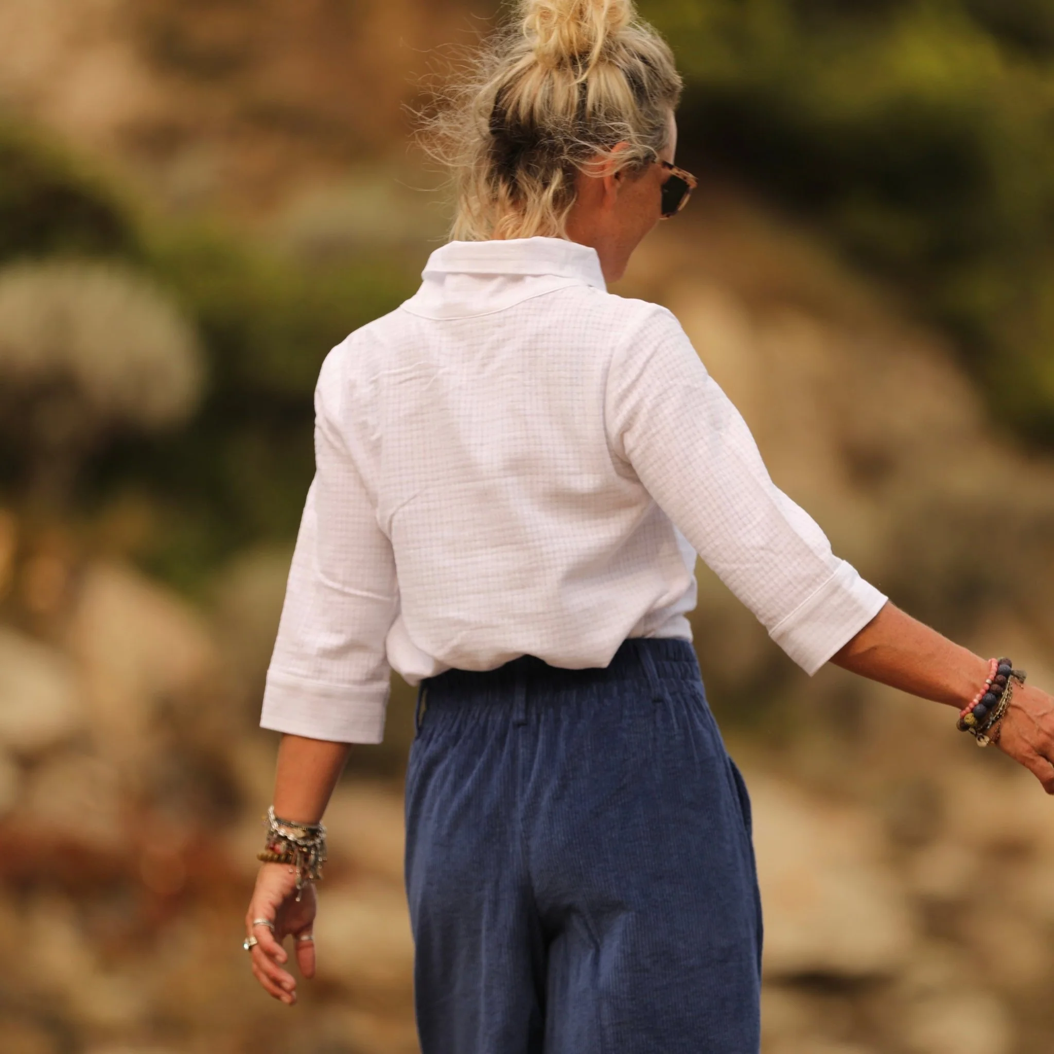 Blouse Catherine bel armuré de coton blanc - Image 3