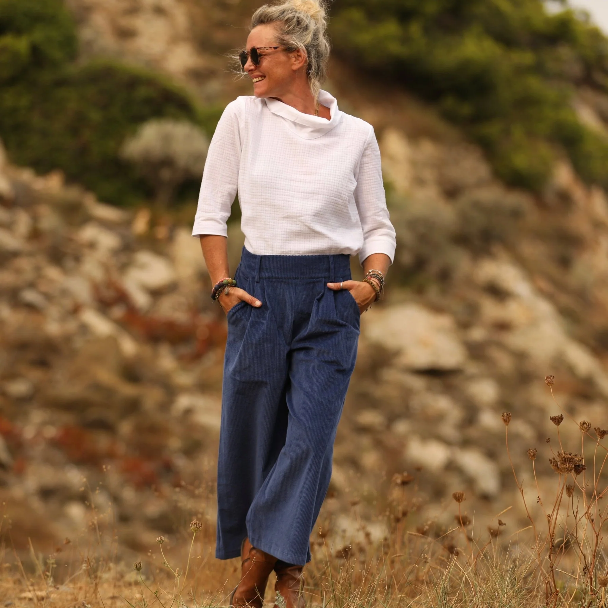 Blouse Catherine bel armuré de coton blanc - Image 5