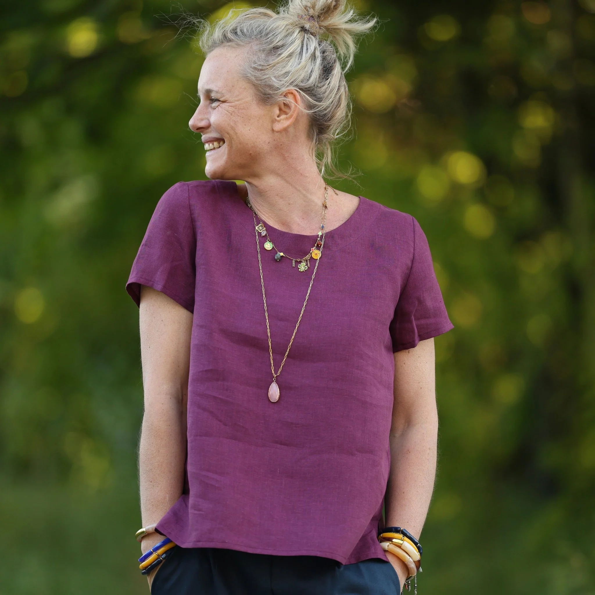 Blouse Emeline en lin lie-de-vin - Image 7