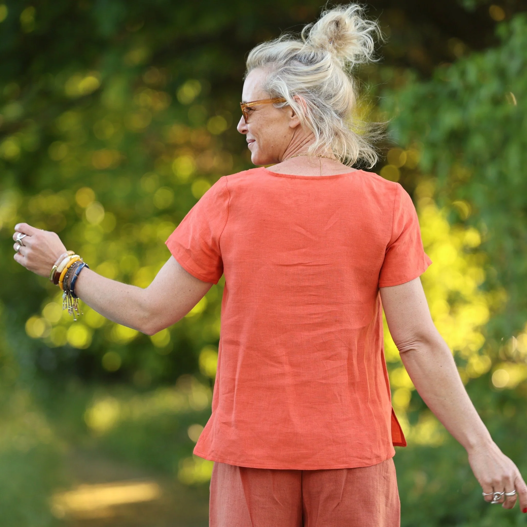 Blouse Emeline en lin orange crépuscule - Image 3