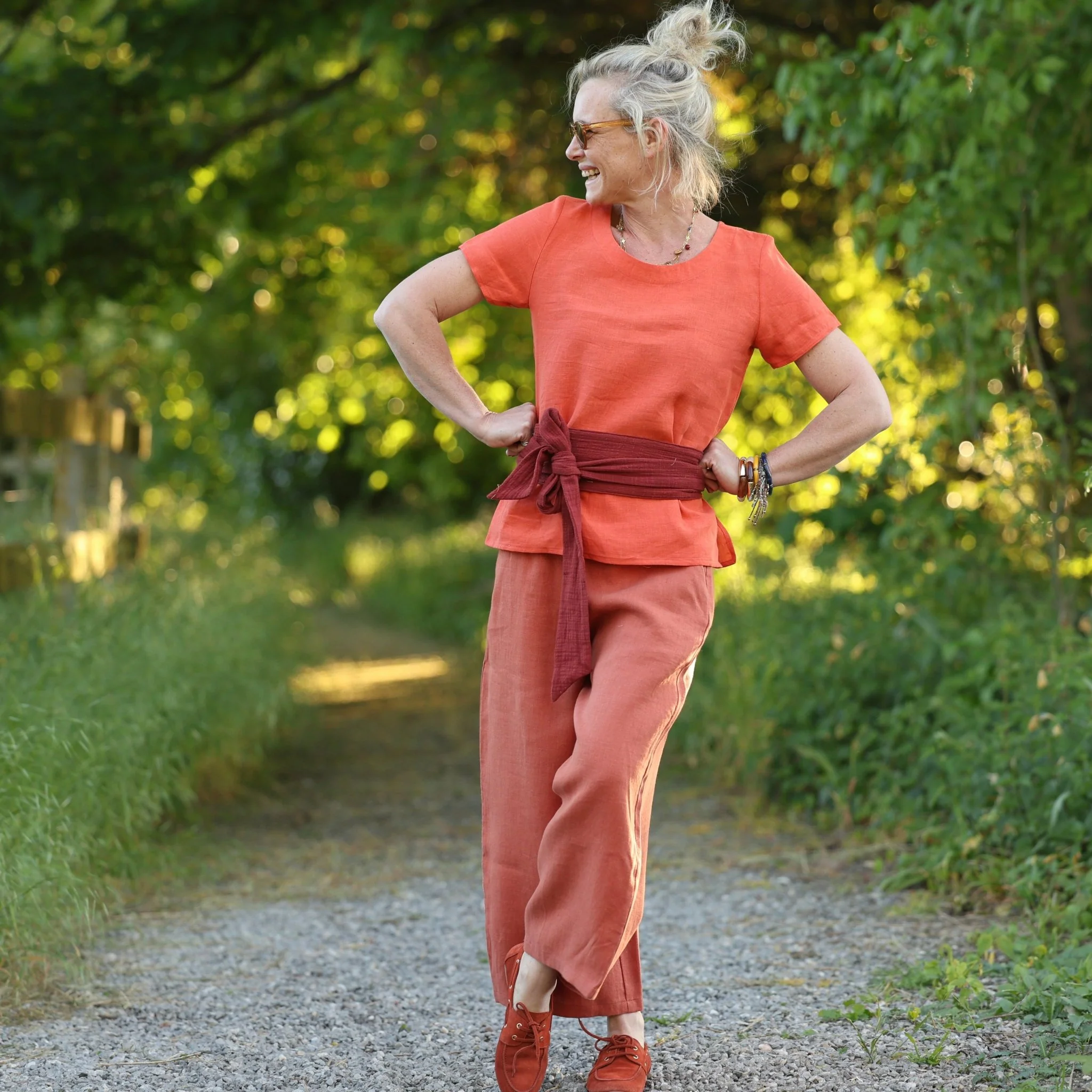 Blouse Emeline en lin orange crépuscule - Image 4