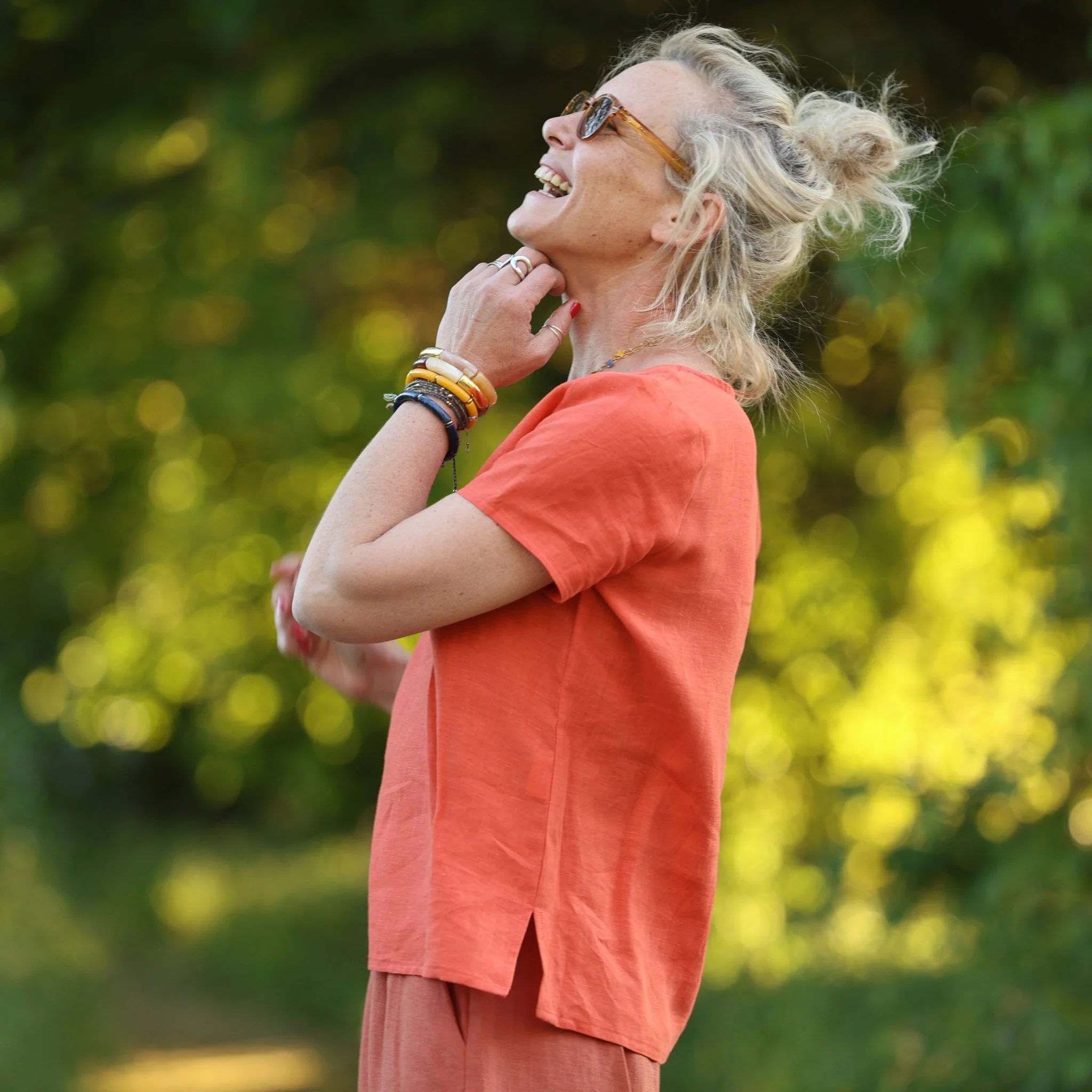 Blouse Emeline en lin orange crépuscule - Image 5