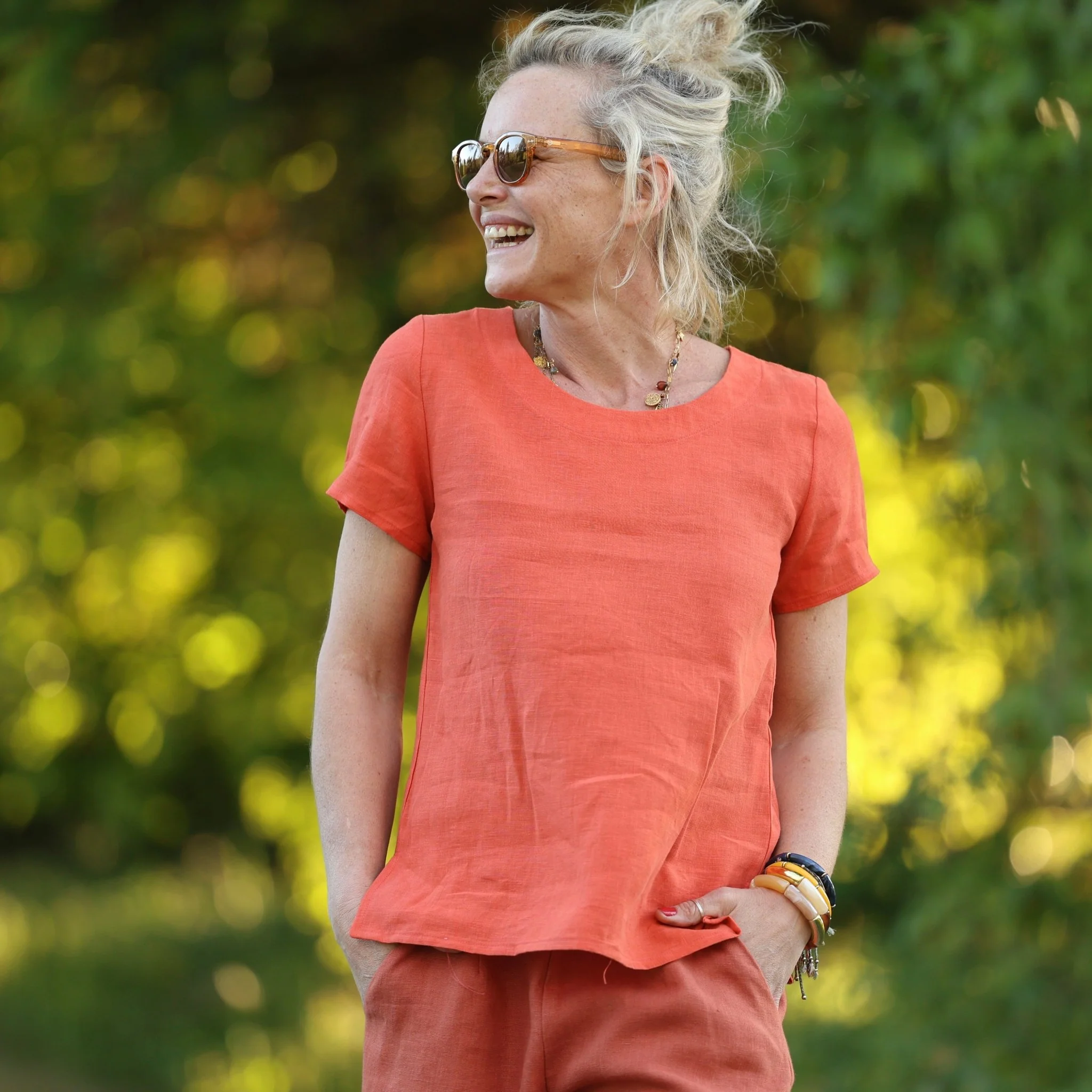 Blouse Emeline en lin orange crépuscule - Image 7