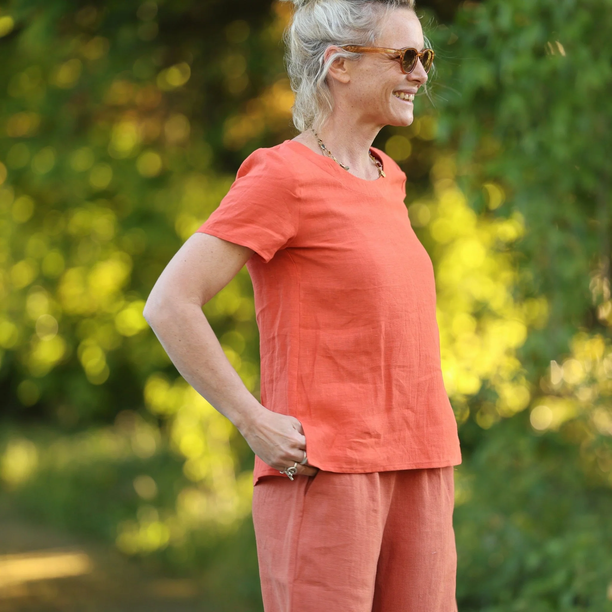 Blouse Emeline en lin orange crépuscule - Image 9
