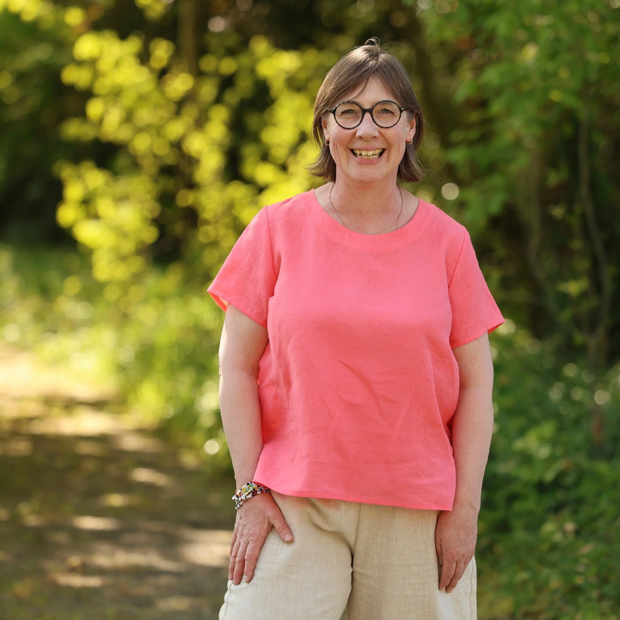Blouse Emeline en lin rose corail