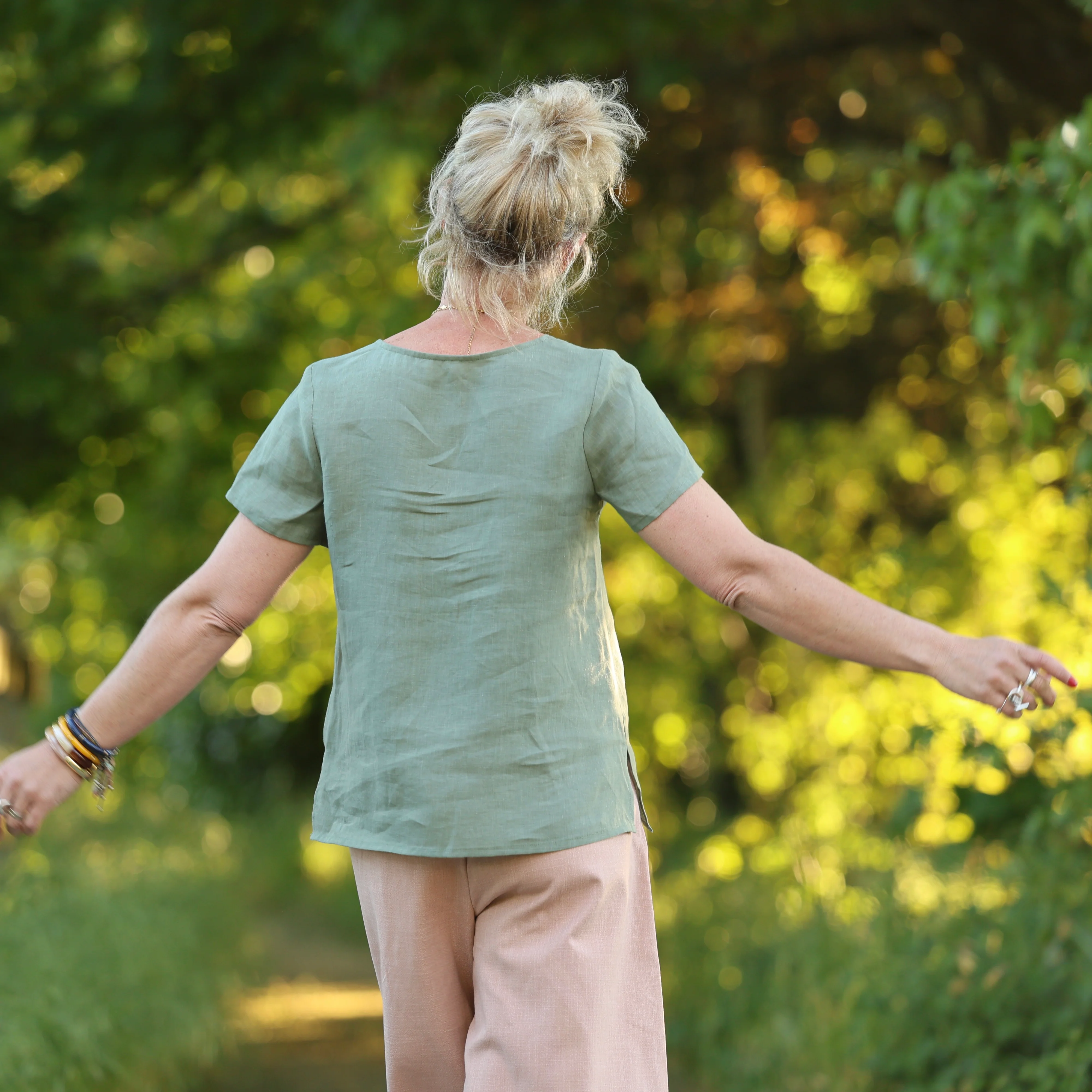 Blouse Emeline en lin vert cactus - Image 4