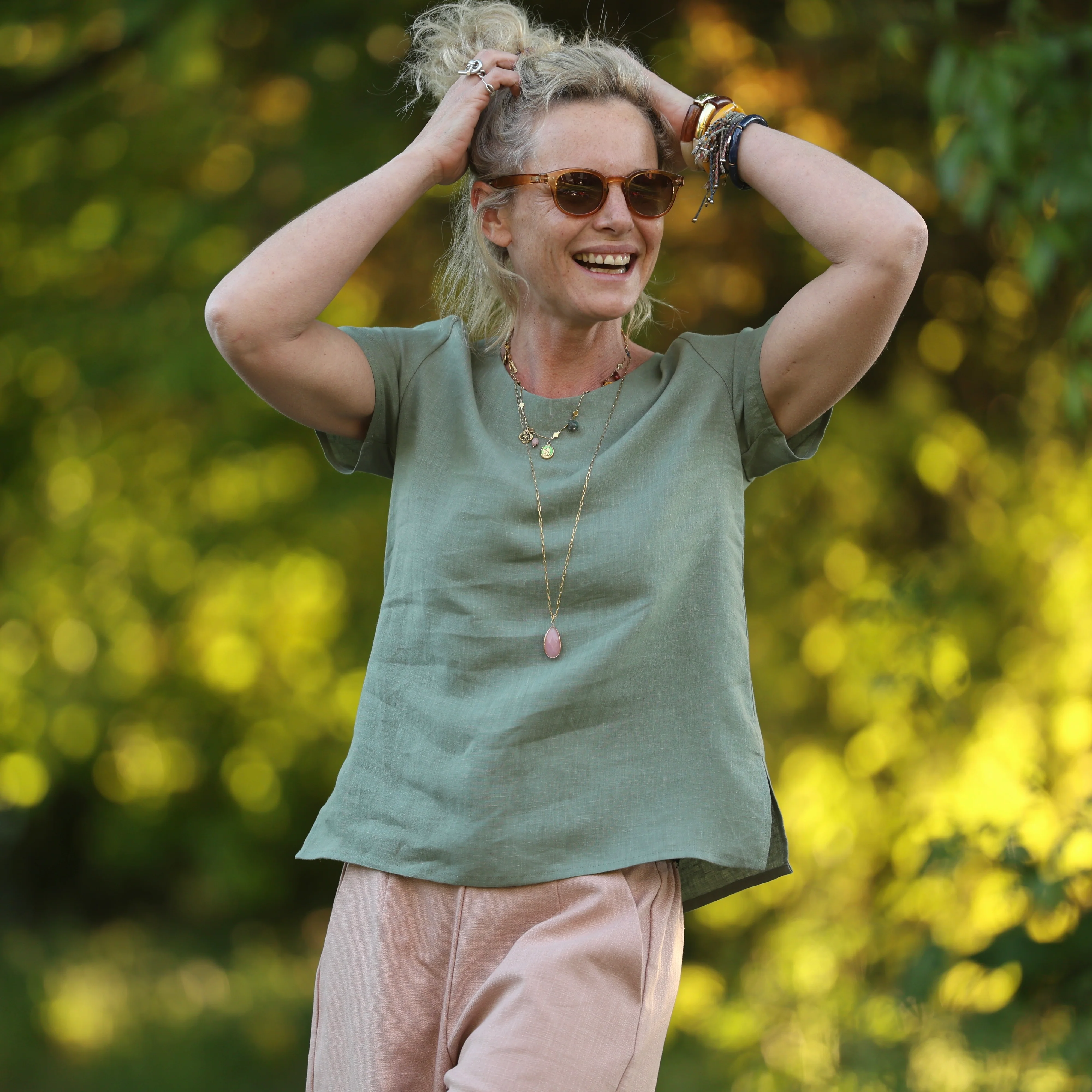 Blouse Emeline en lin vert cactus - Image 7