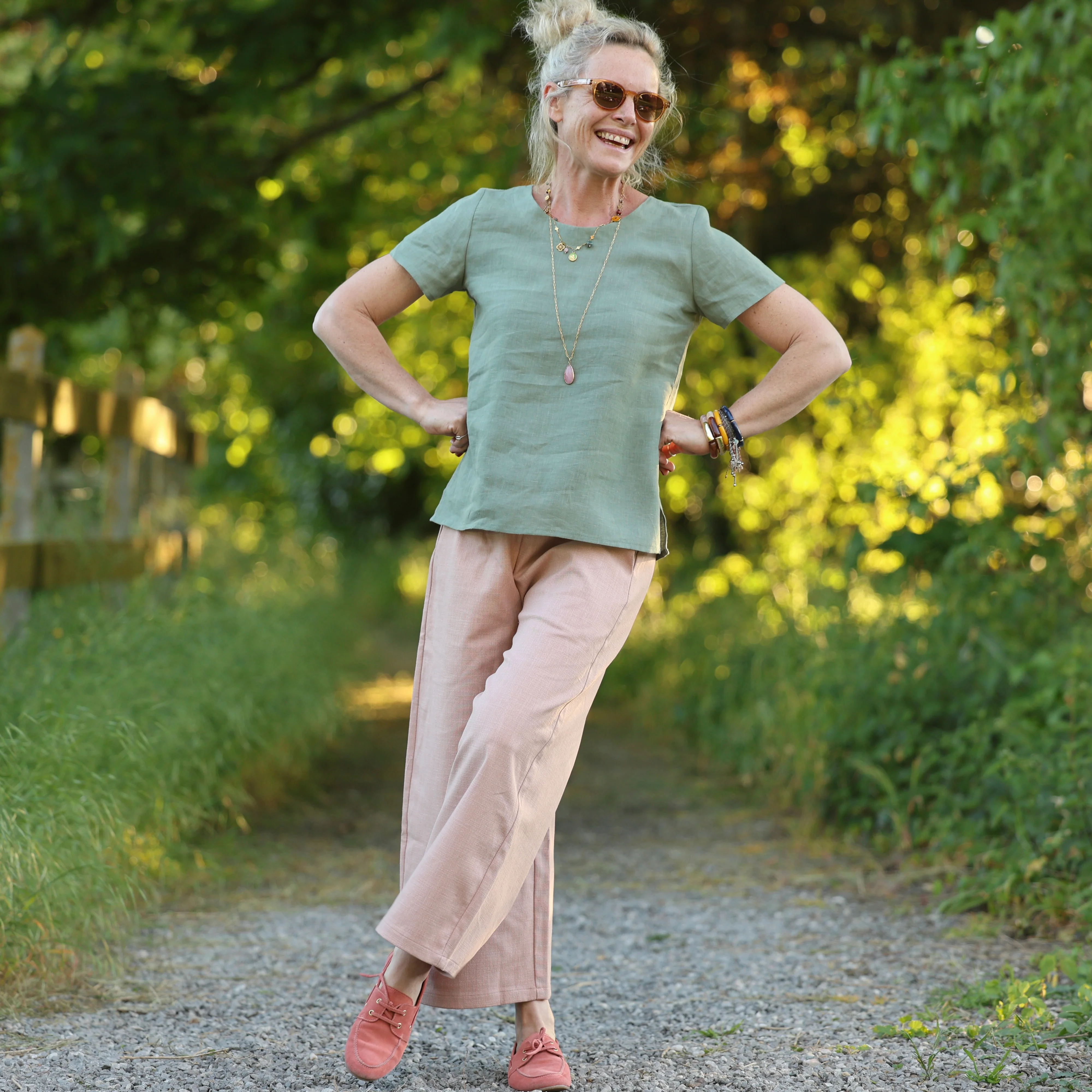 Blouse Emeline en lin vert cactus - Image 9