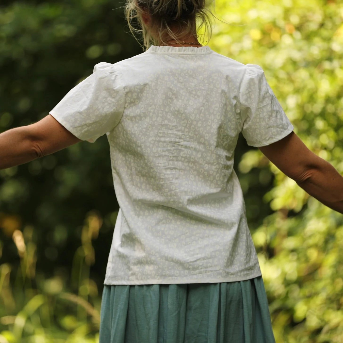 Blouse Ernestine coton léo blanc ton sur ton - Image 3
