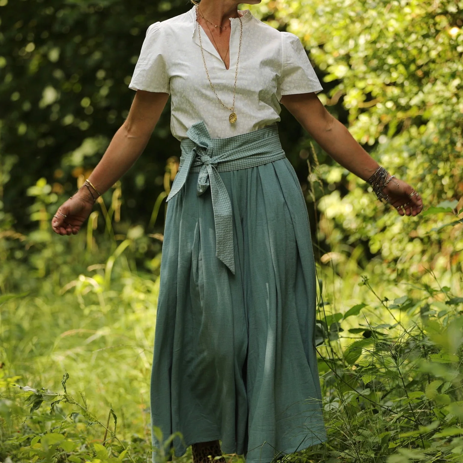 Blouse Ernestine coton léo blanc ton sur ton - Image 4