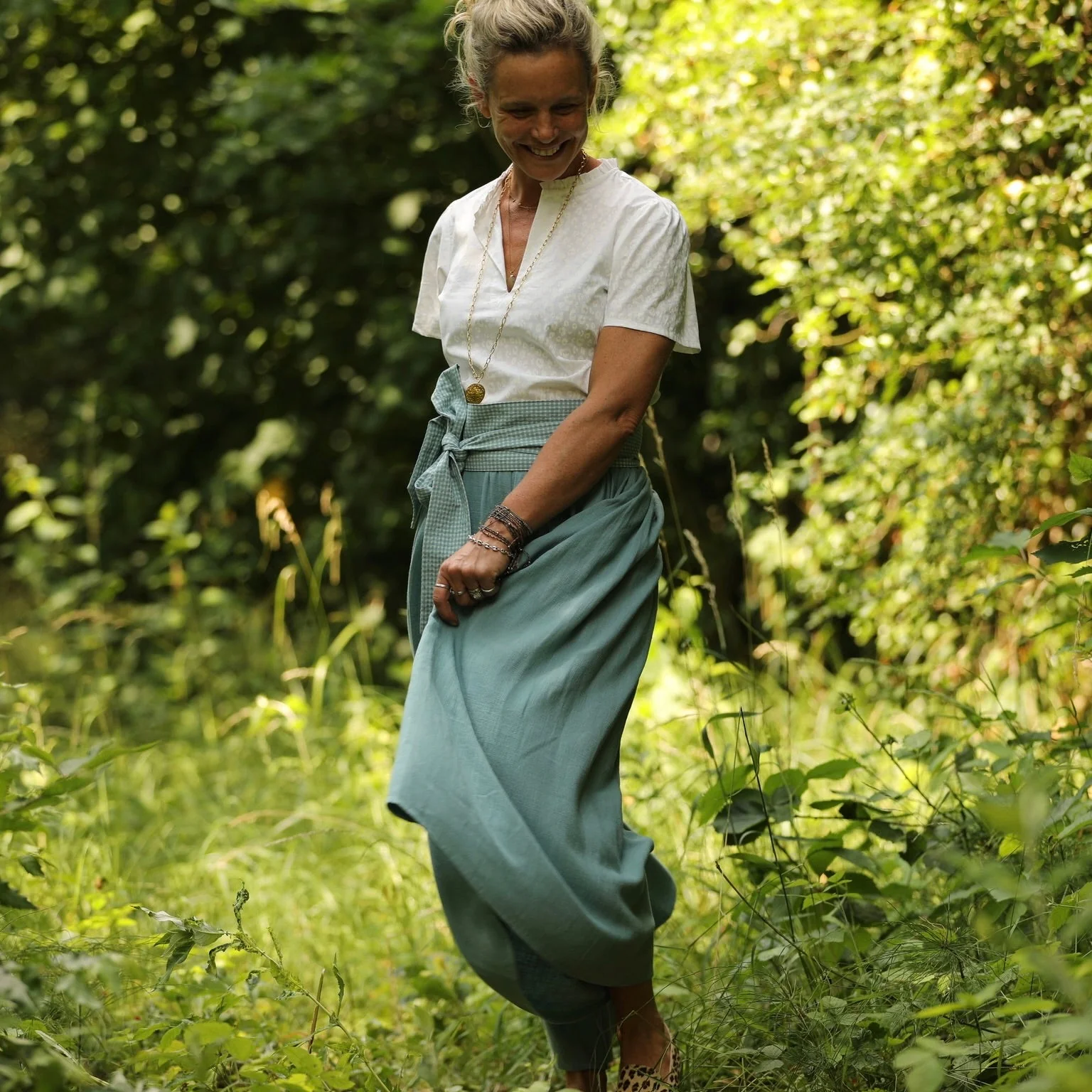 Blouse Ernestine coton léo blanc ton sur ton - Image 6