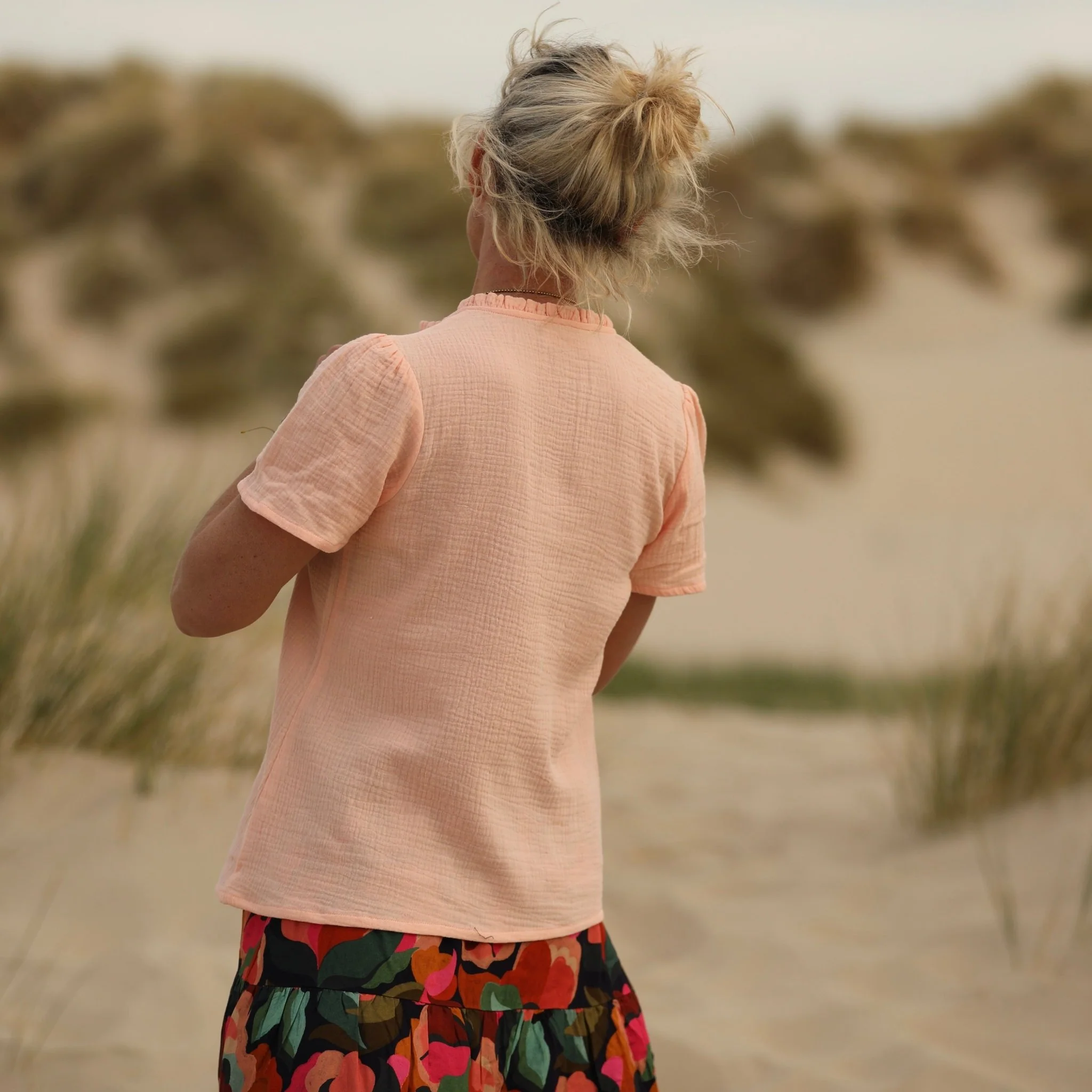 Blouse Ernestine en double gaze de coton abricot - Image 4