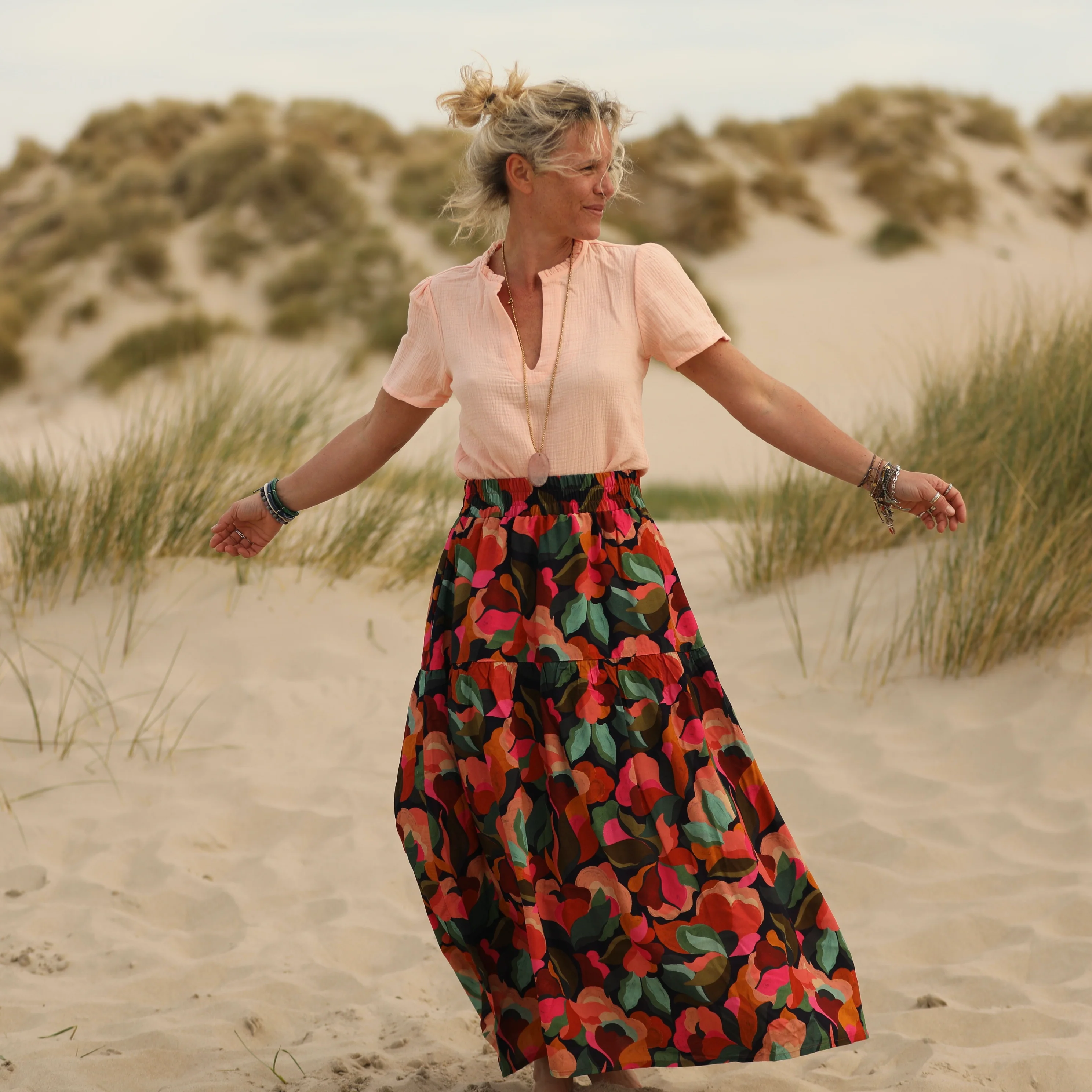 Blouse Ernestine en double gaze de coton abricot - Image 5